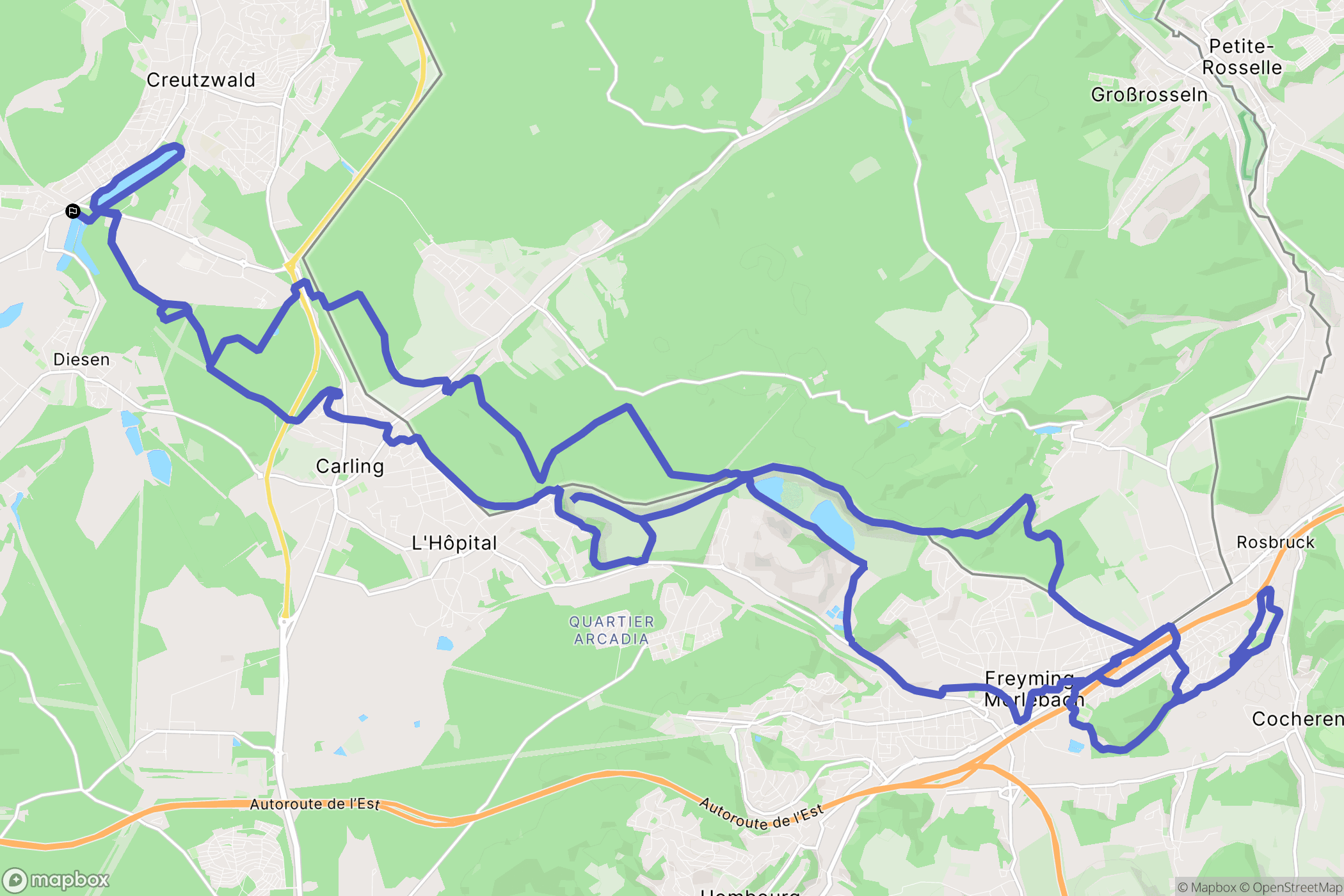 Creutzwald : carte du parcours de randonnée - France