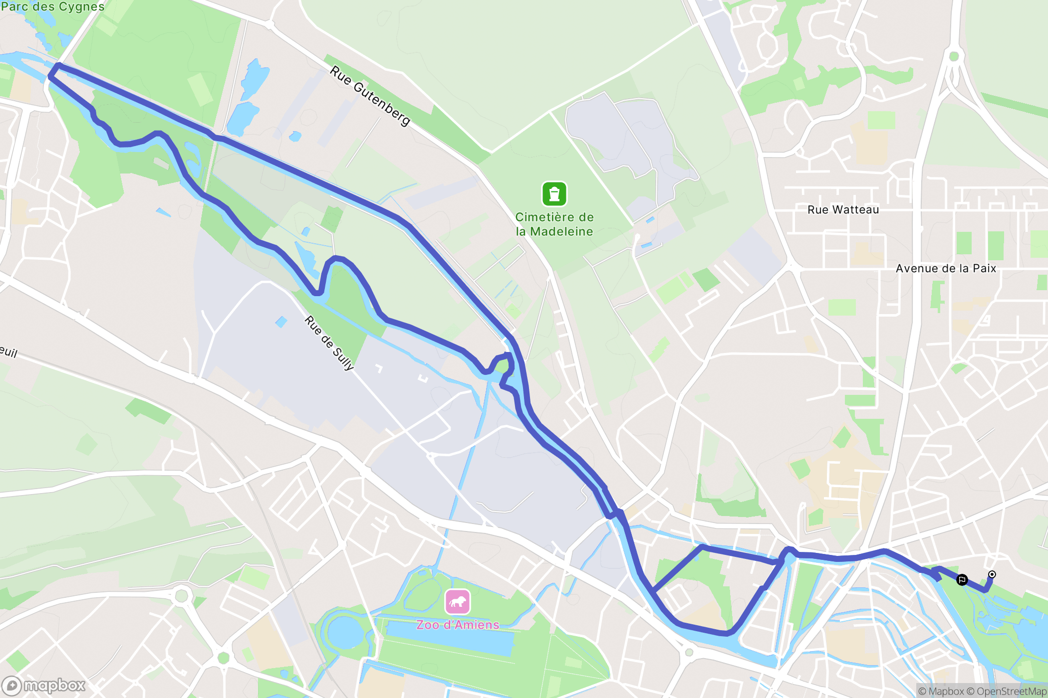 Amiens : carte du parcours de randonnée - France