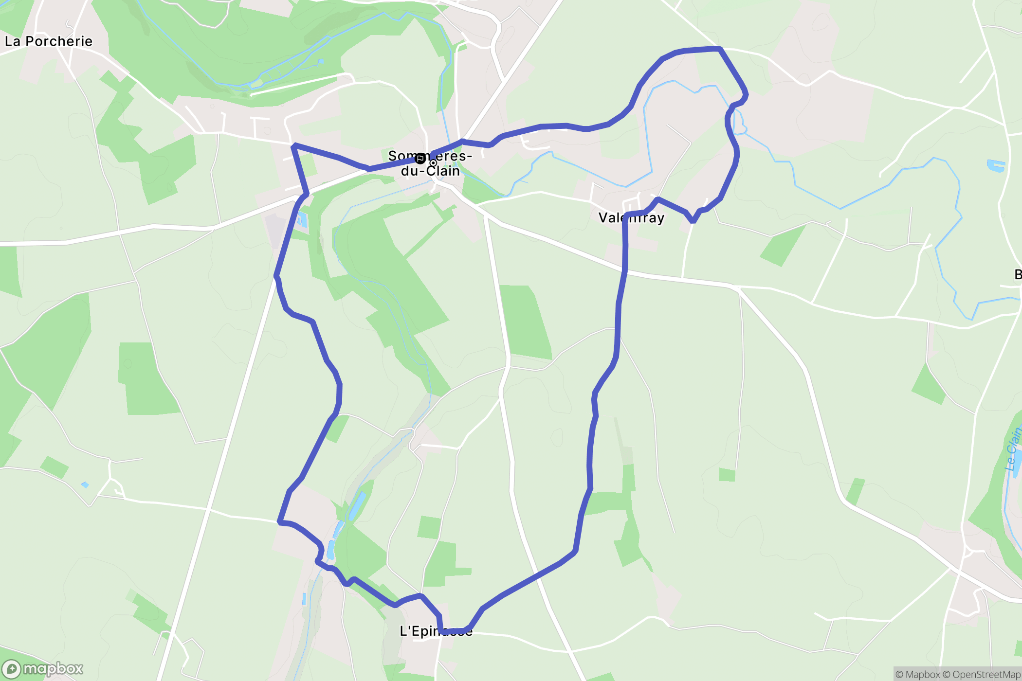 Sommières-du-Clain : carte du parcours de randonnée - France