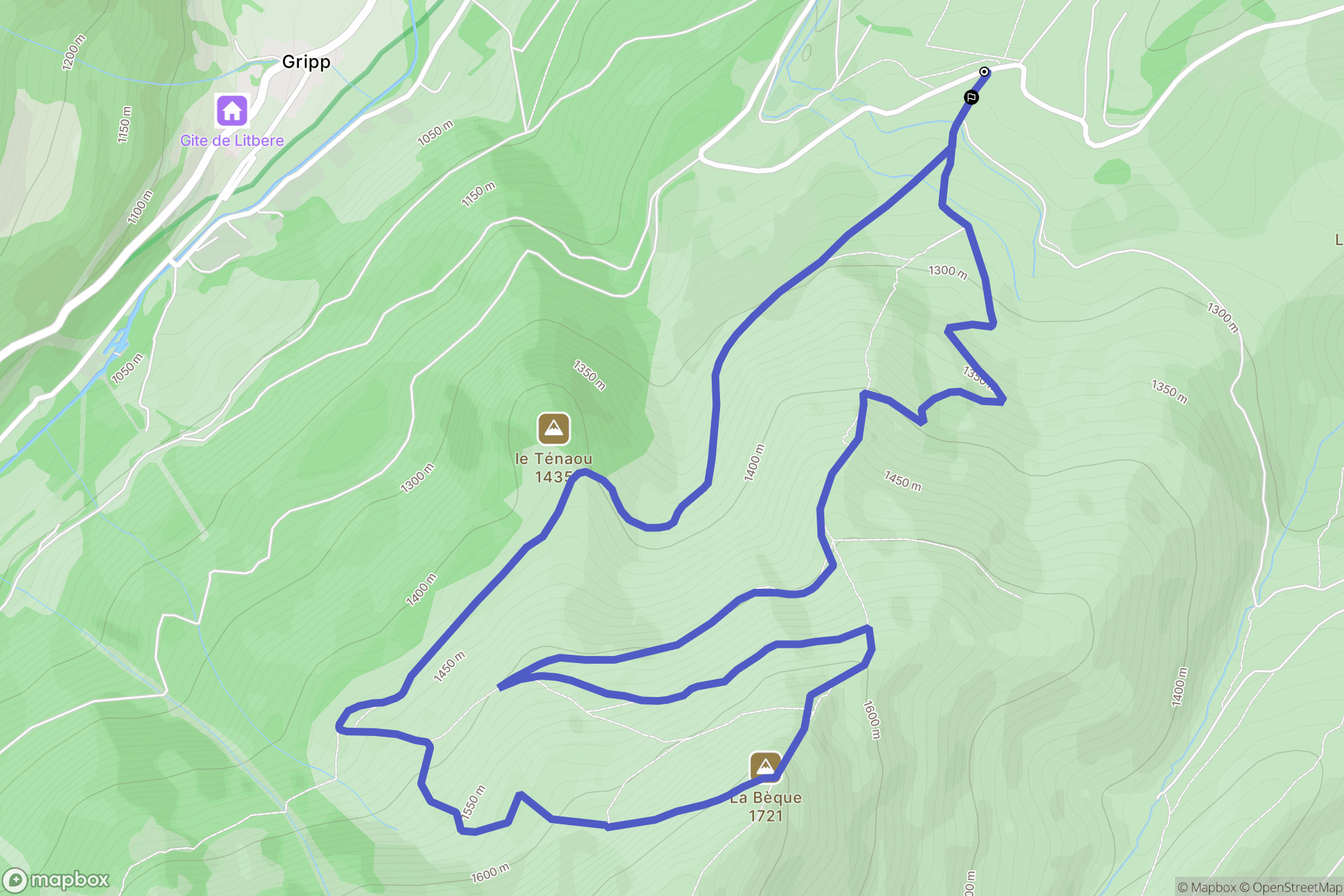 Campan : carte du parcours de randonnée - France