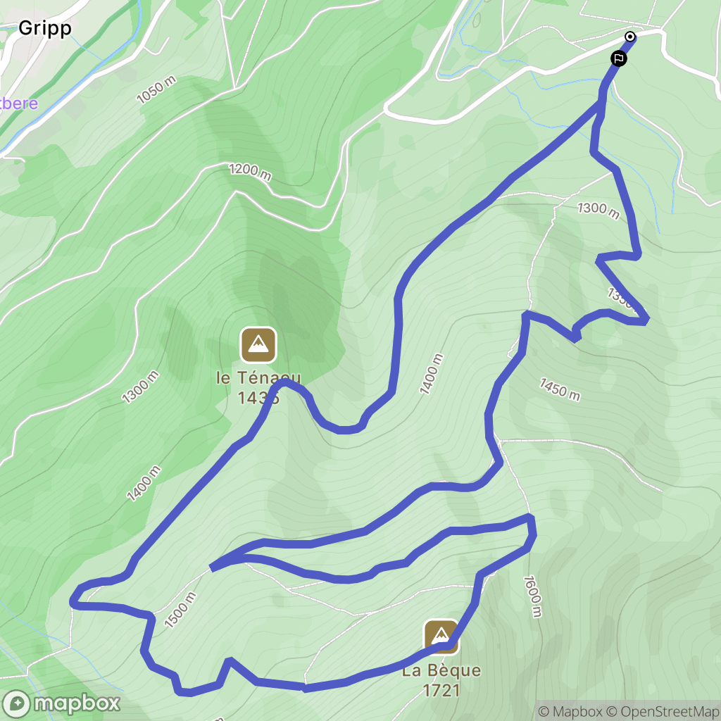 Campan : carte du parcours de randonnée - France