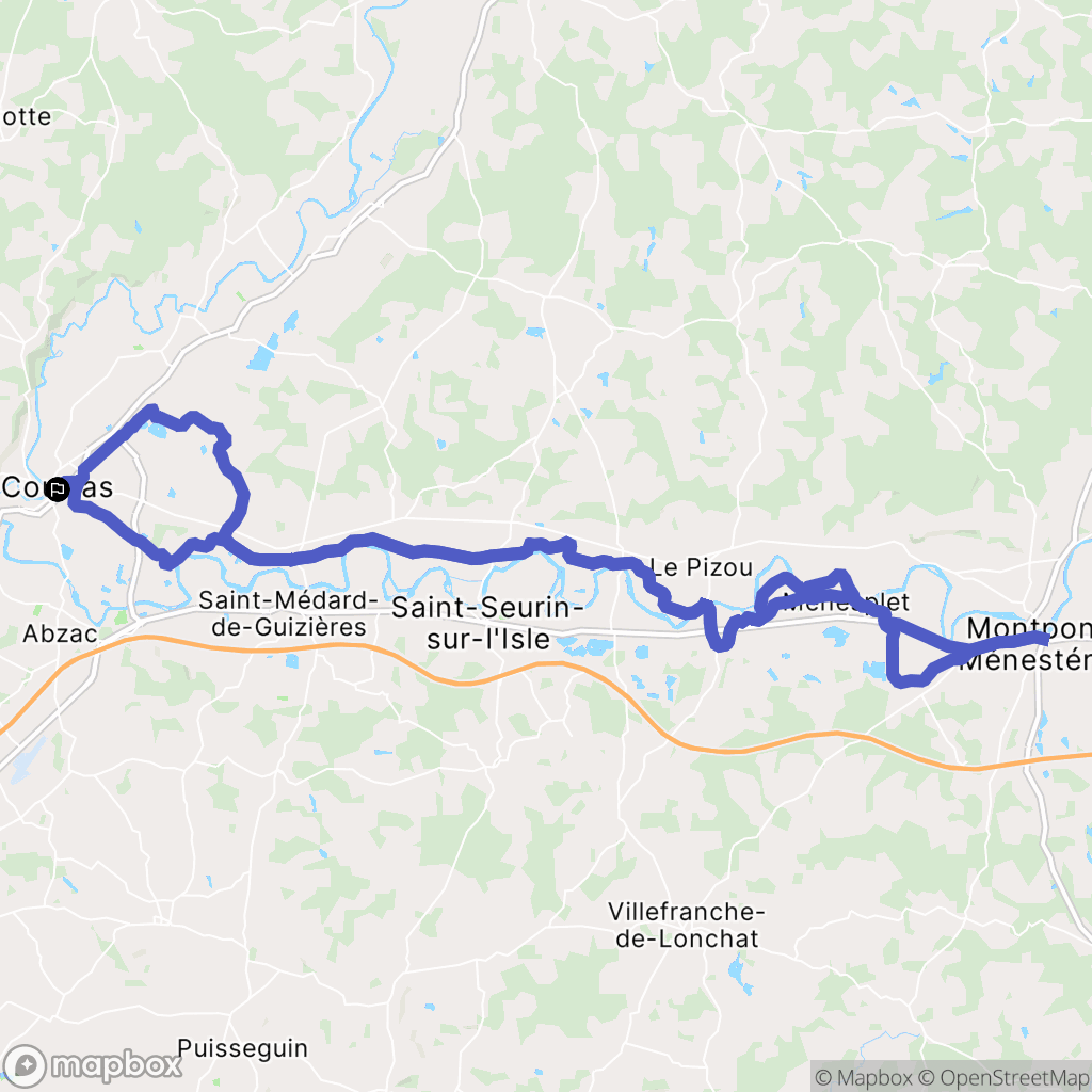 Coutras : carte du parcours de randonnée - France