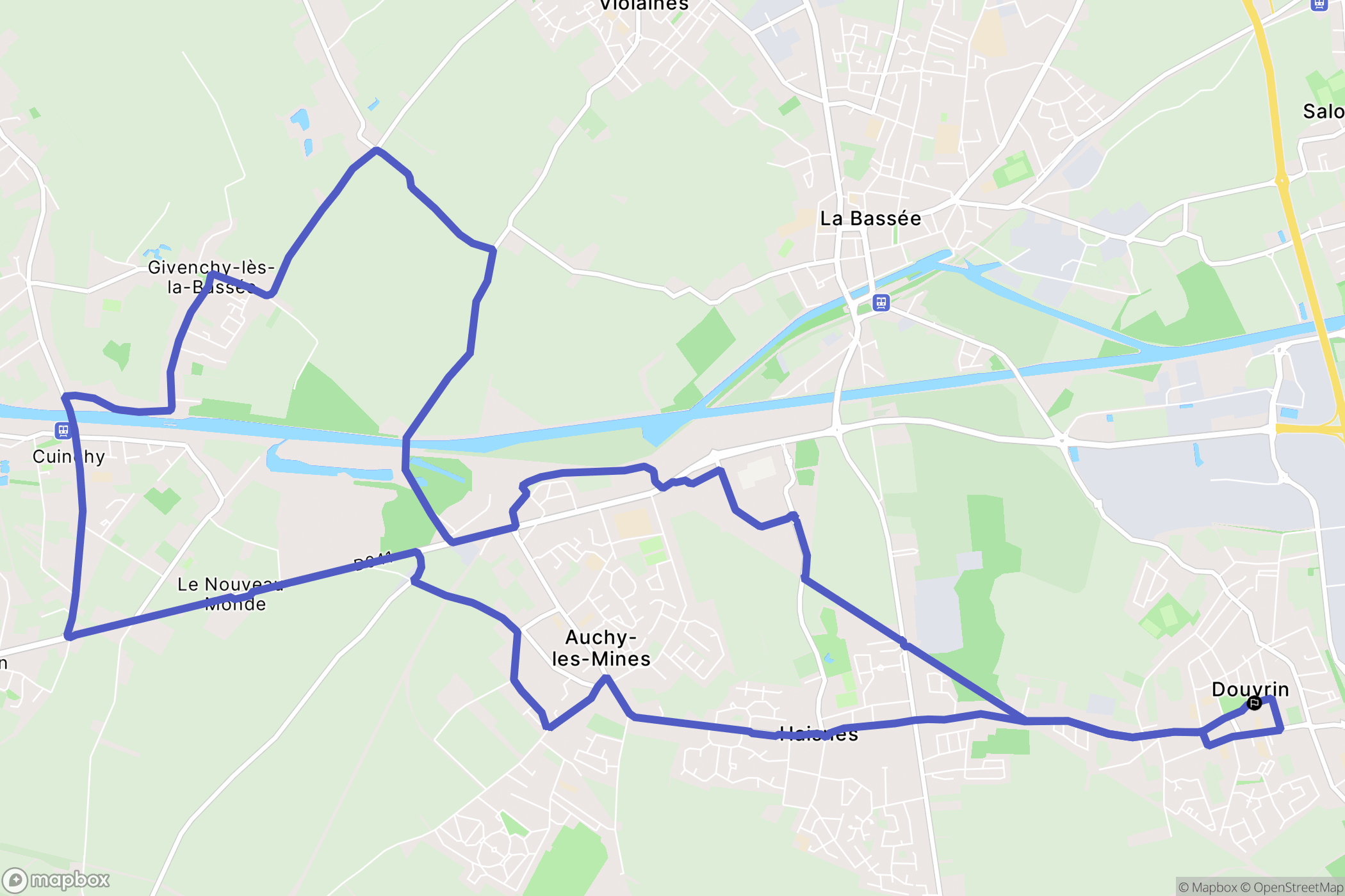 Douvrin : carte du parcours de randonnée - France