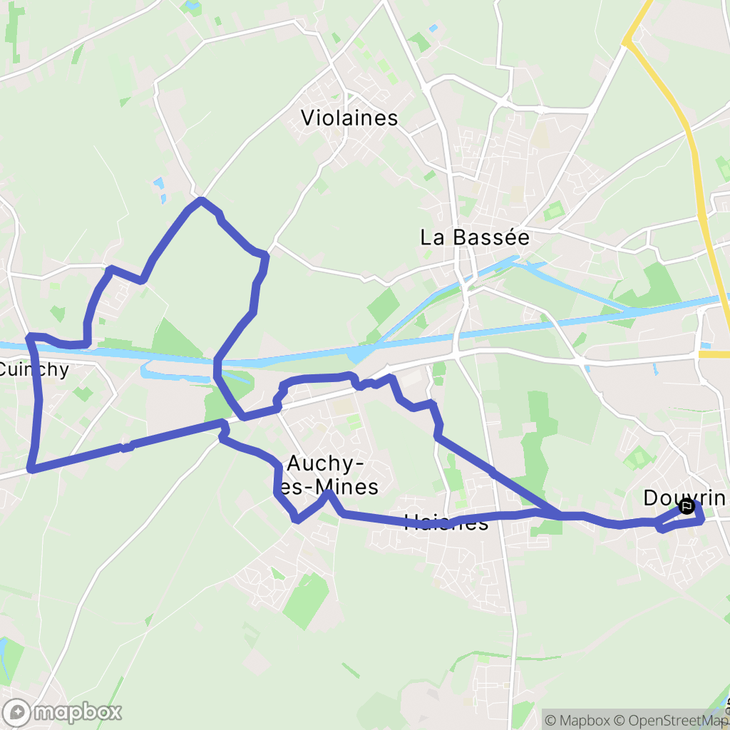 Douvrin : carte du parcours de randonnée - France