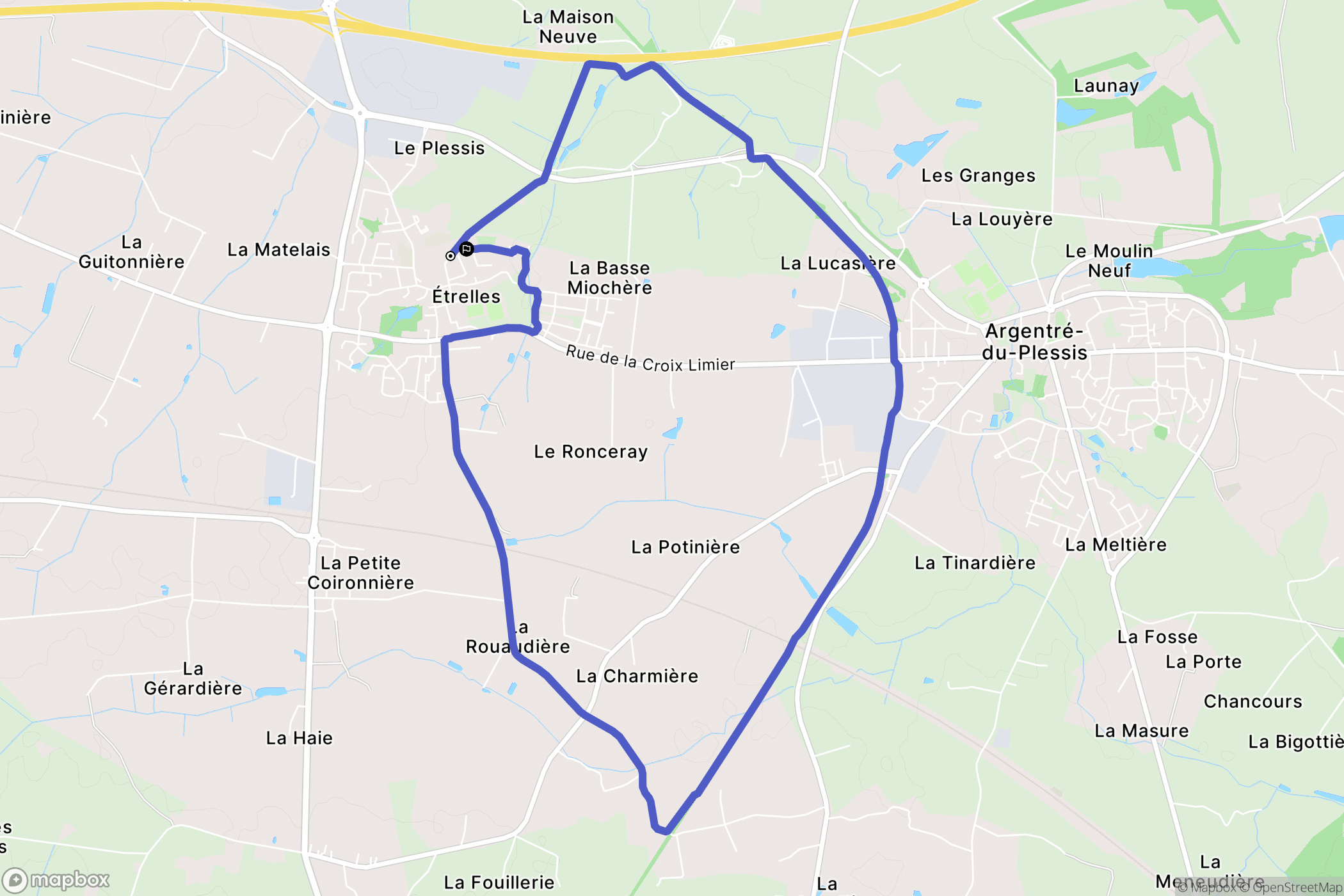 Étrelles : carte du parcours de randonnée - France