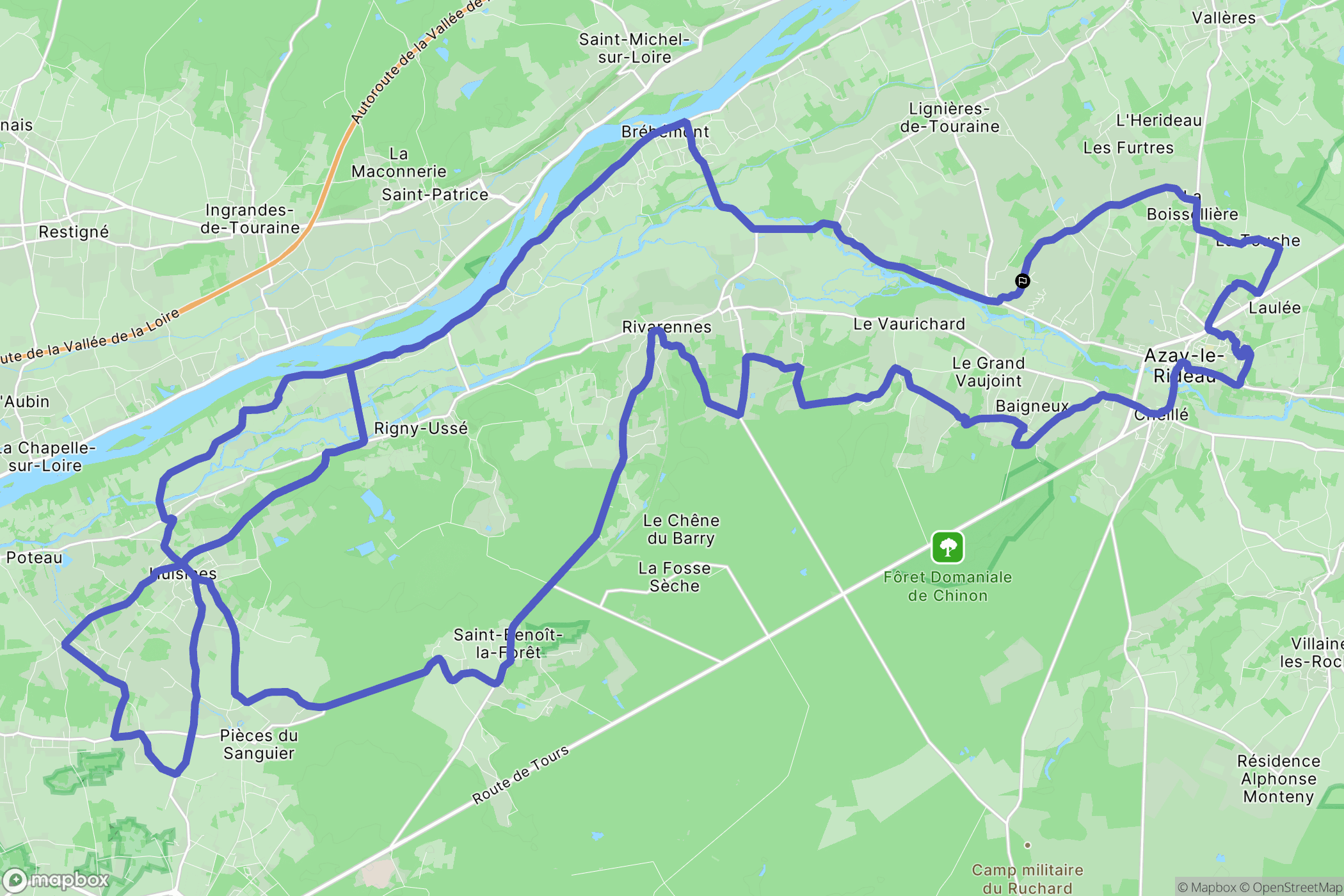 Azay-le-Rideau : carte du parcours de randonnée - France