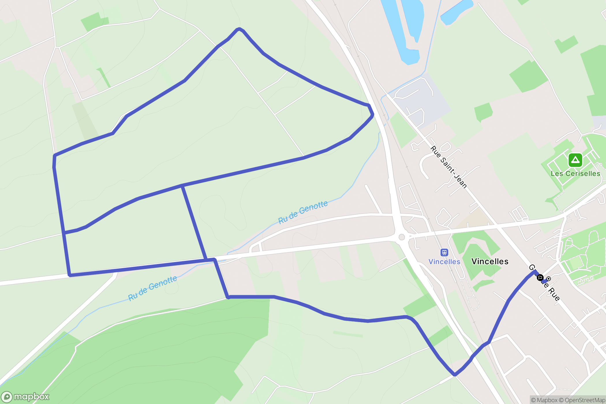 Vincelles : carte du parcours de randonnée - France