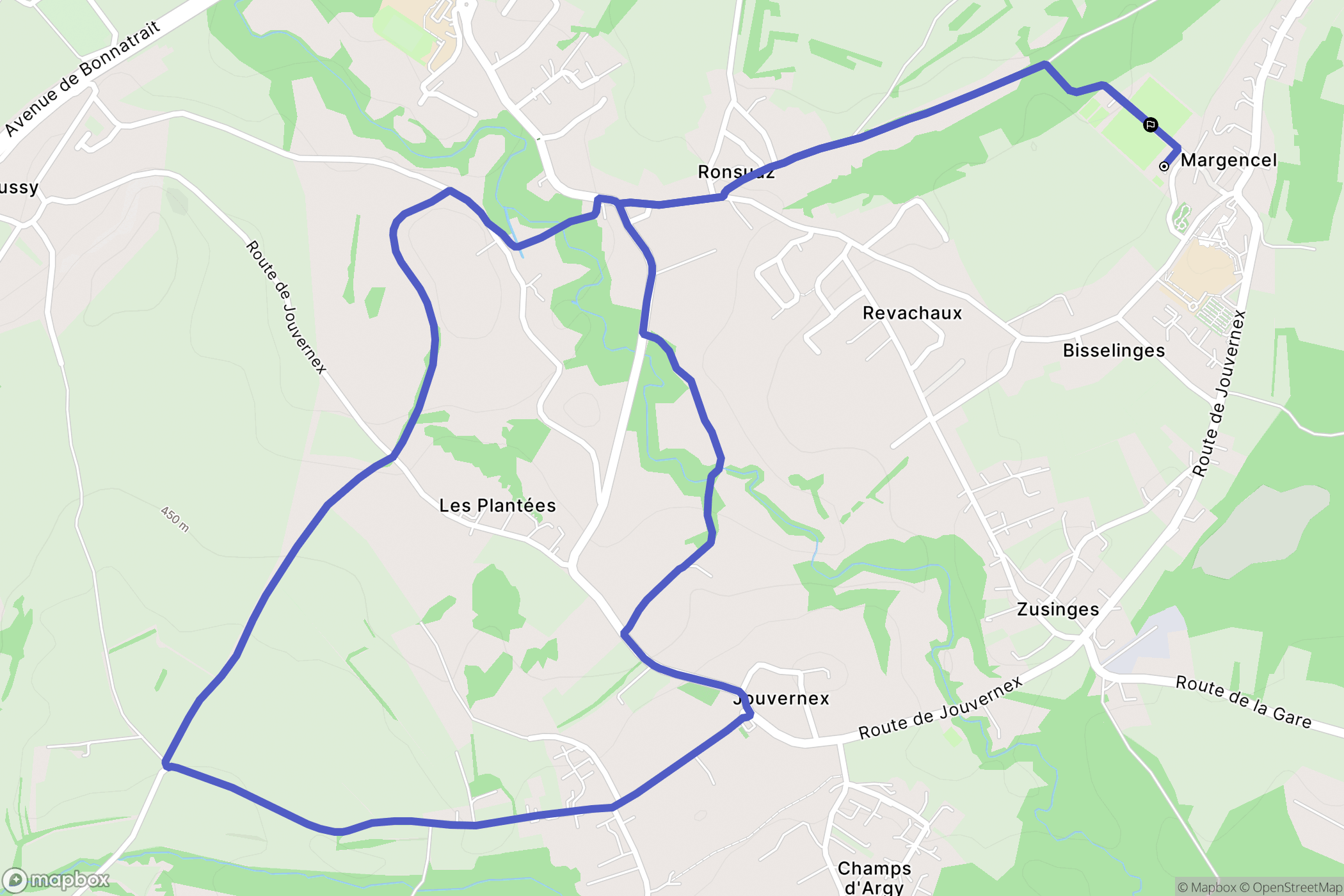 Margencel : carte du parcours de randonnée - France