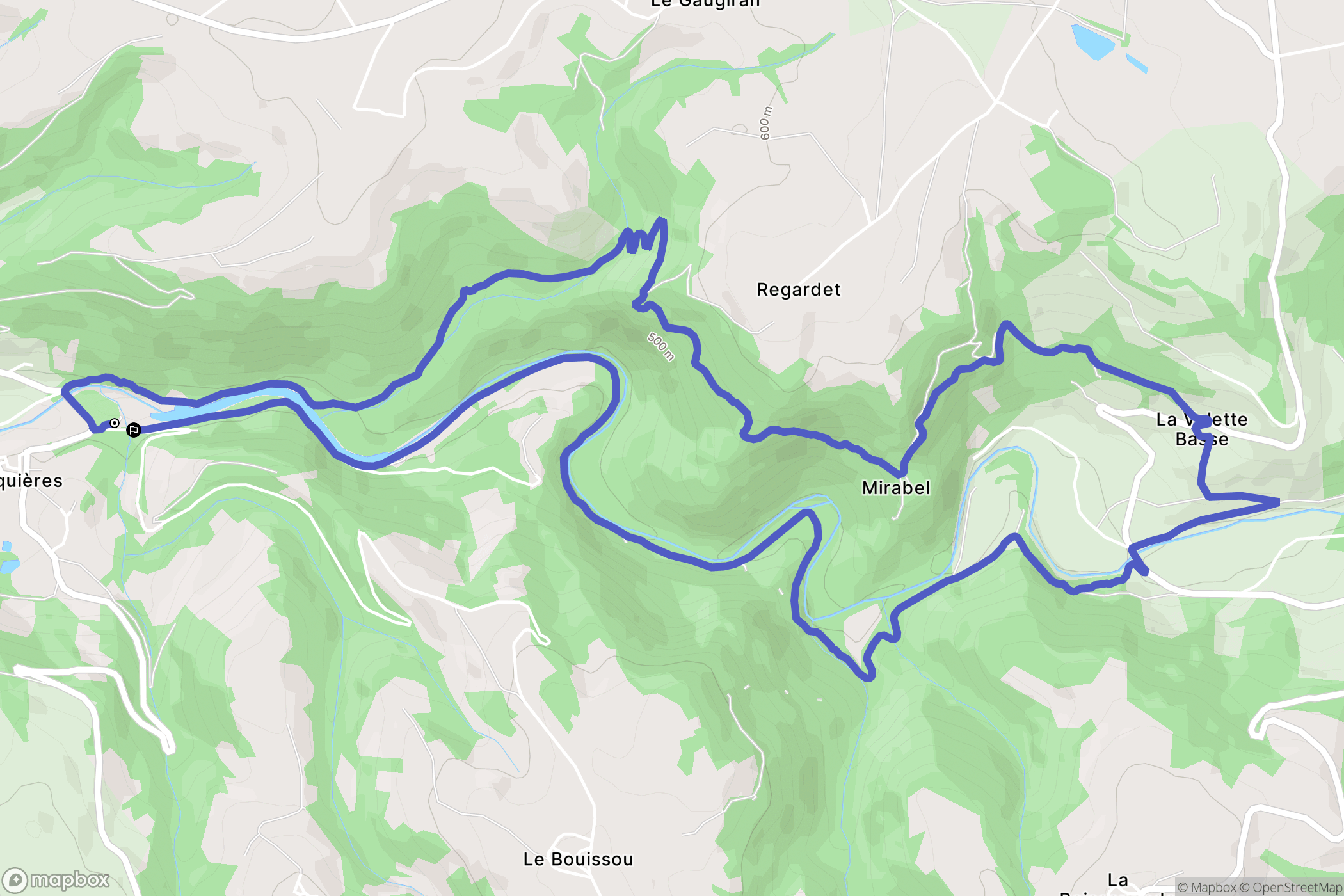 Prévinquières : carte du parcours de randonnée - France