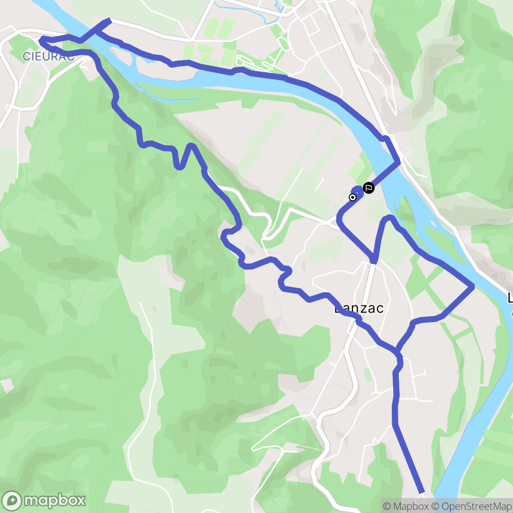 Lanzac : carte du parcours de randonnée - France