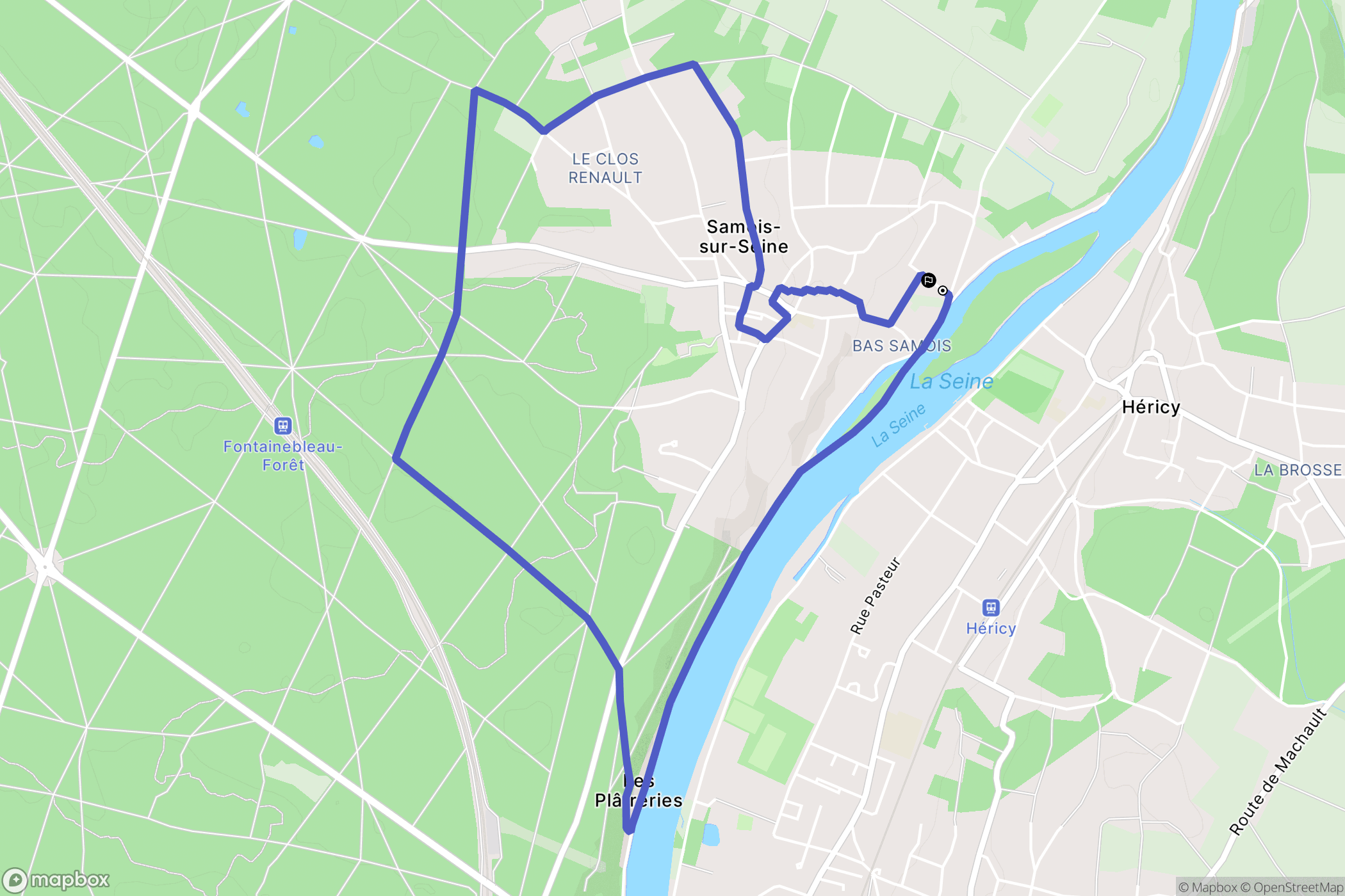 Samois-sur-Seine : carte du parcours de randonnée - France