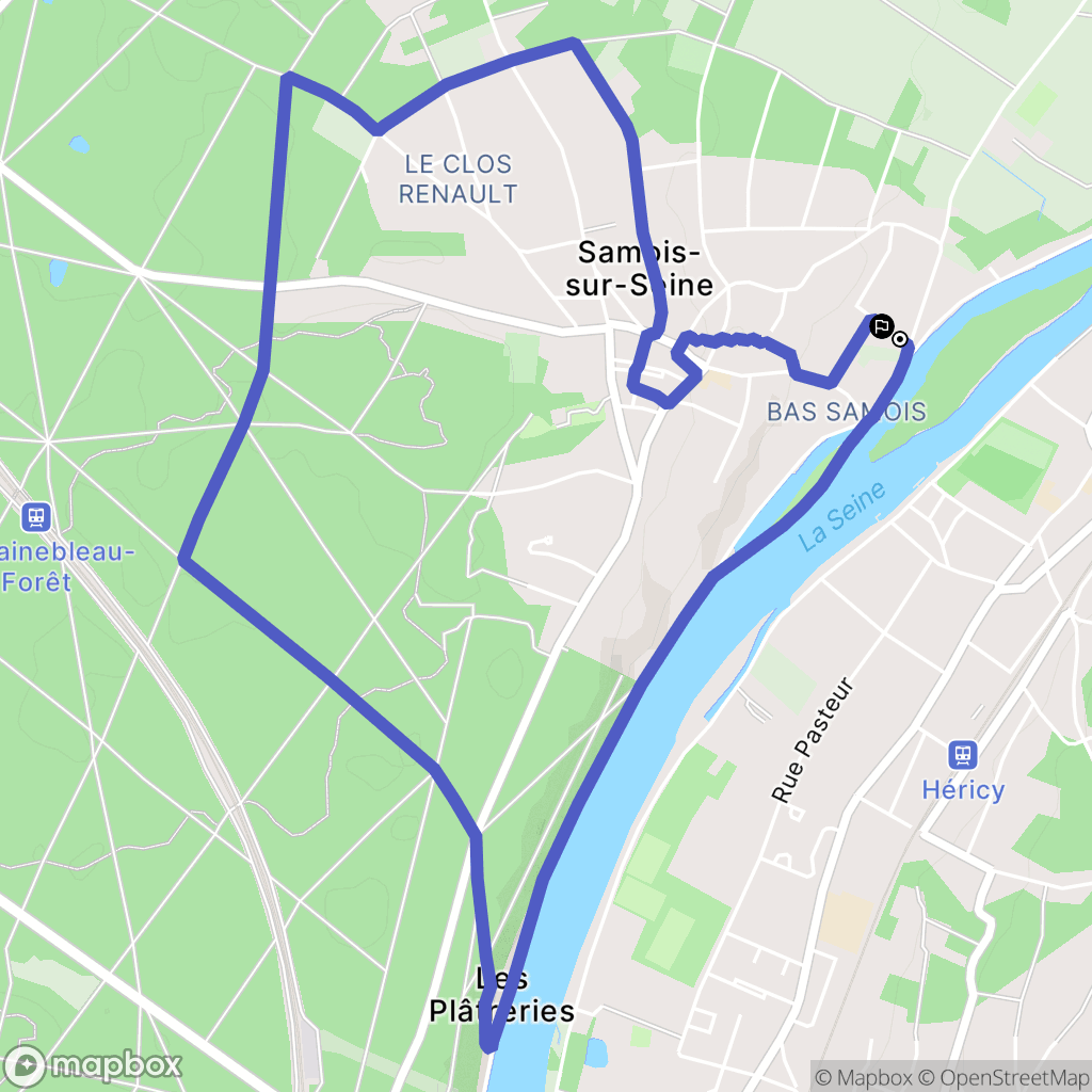 Samois-sur-Seine : carte du parcours de randonnée - France
