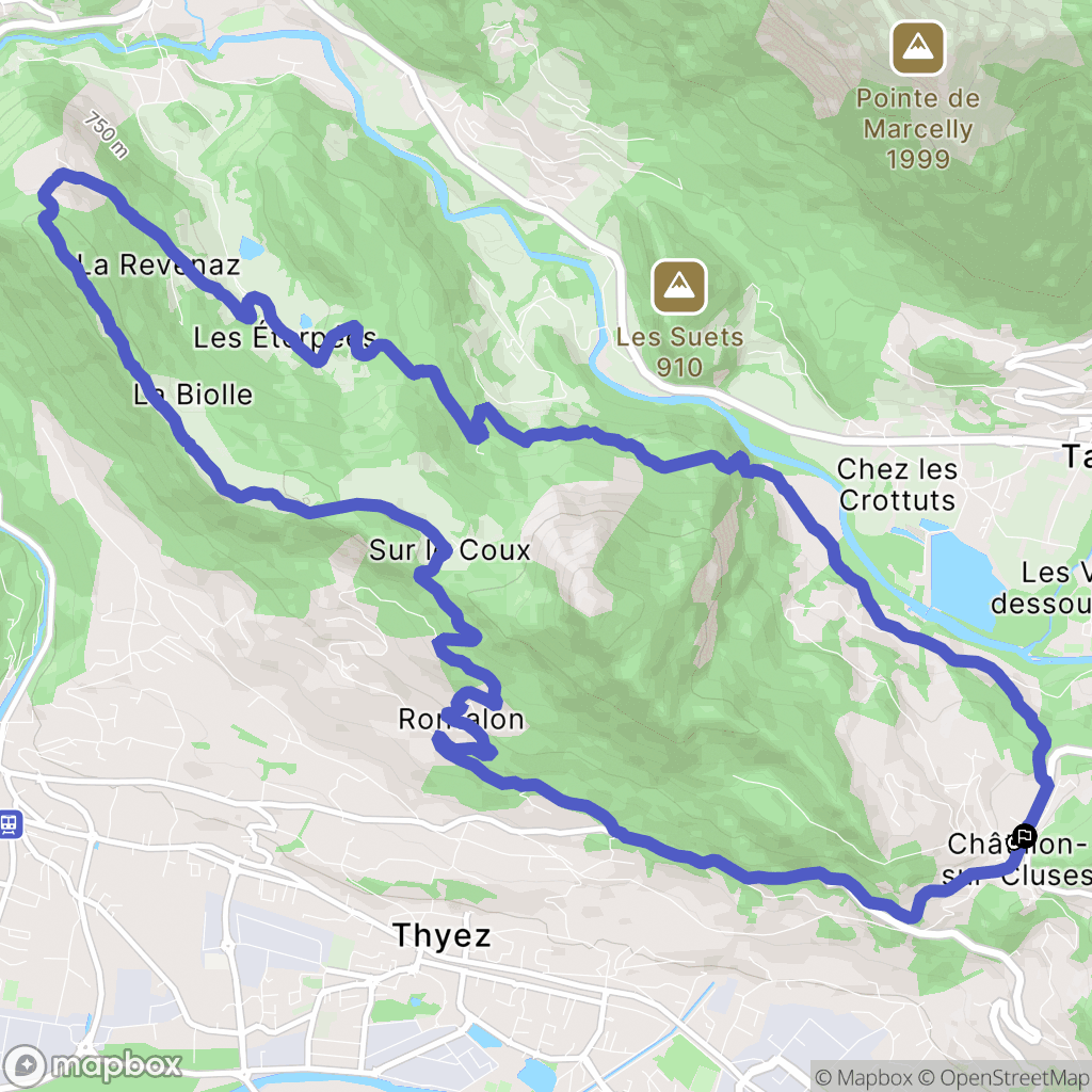 Châtillon-sur-Cluses : carte du parcours de randonnée - France