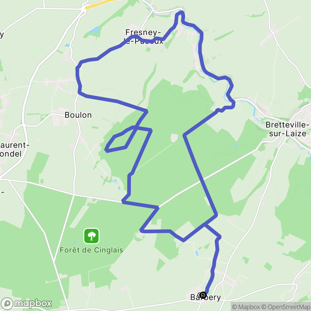 Barbery : carte du parcours de randonnée - France