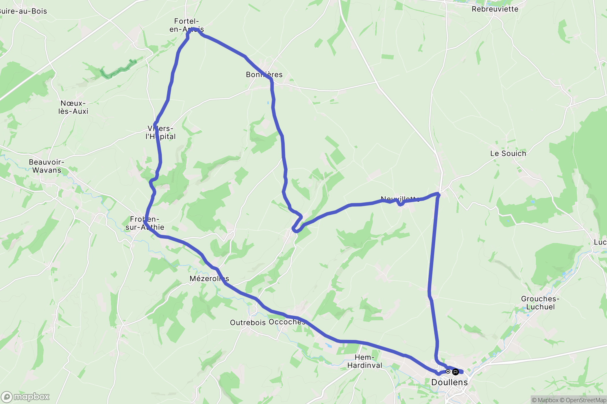 Doullens : carte du parcours de randonnée - France