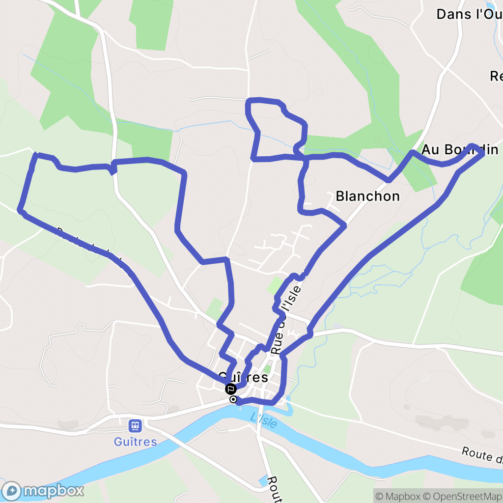 Guitres : carte du parcours de randonnée - France