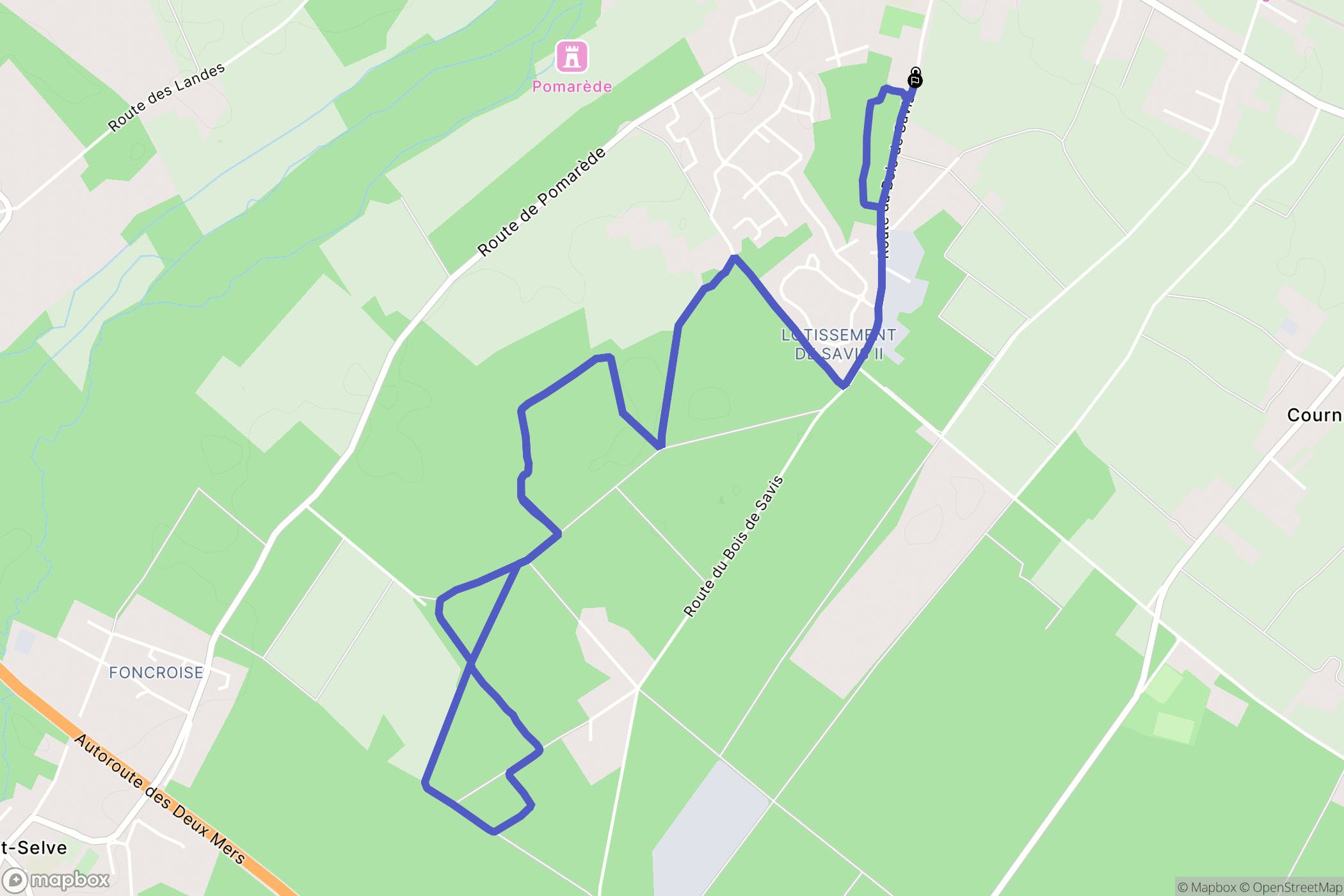 Castres-Gironde : carte du parcours de randonnée - France