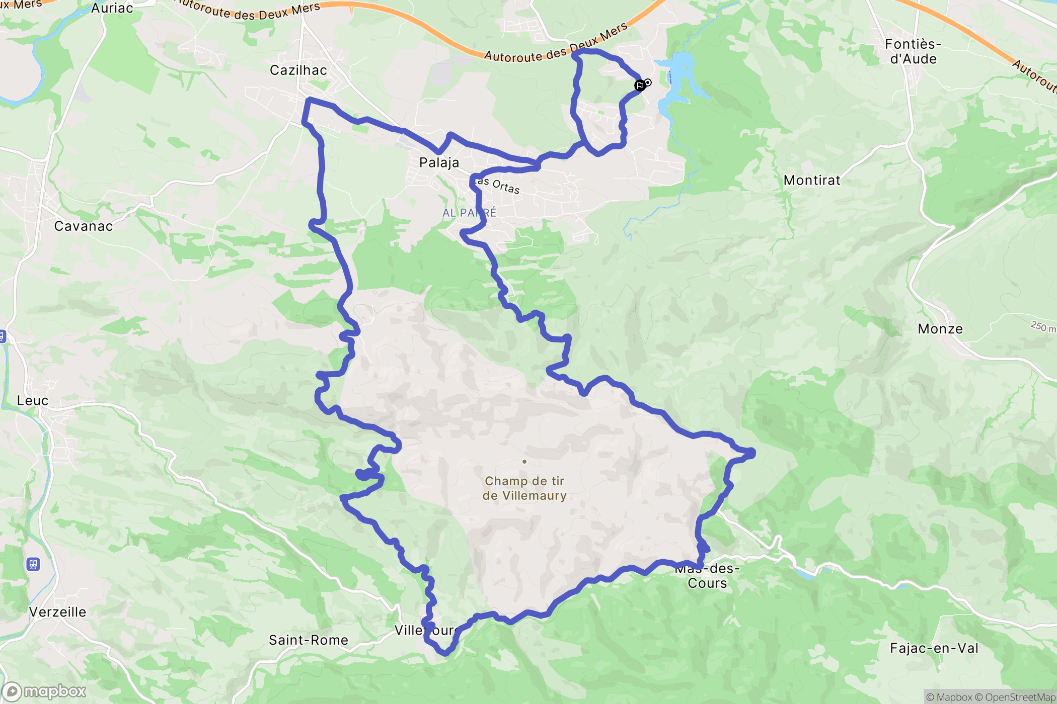 Carcassonne : carte du parcours de randonnée - France