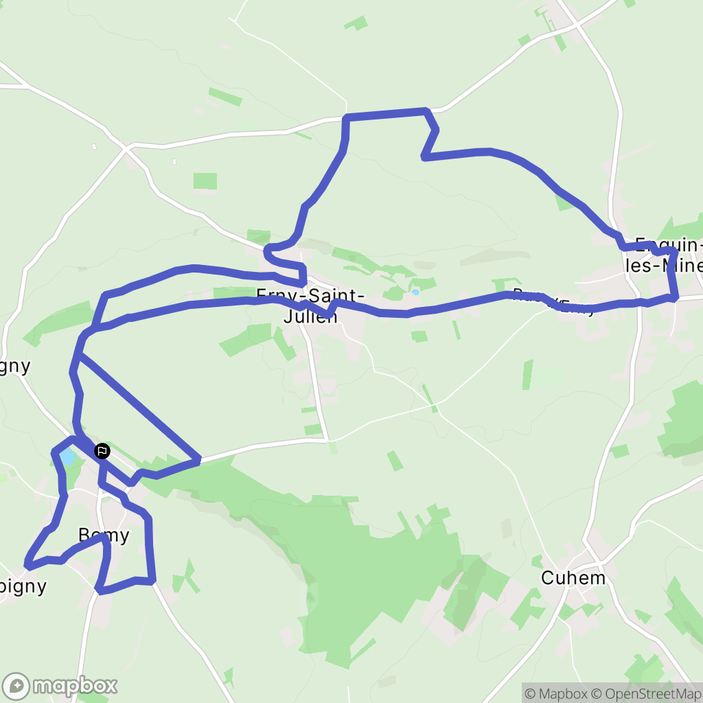 Bomy : carte du parcours de randonnée - France