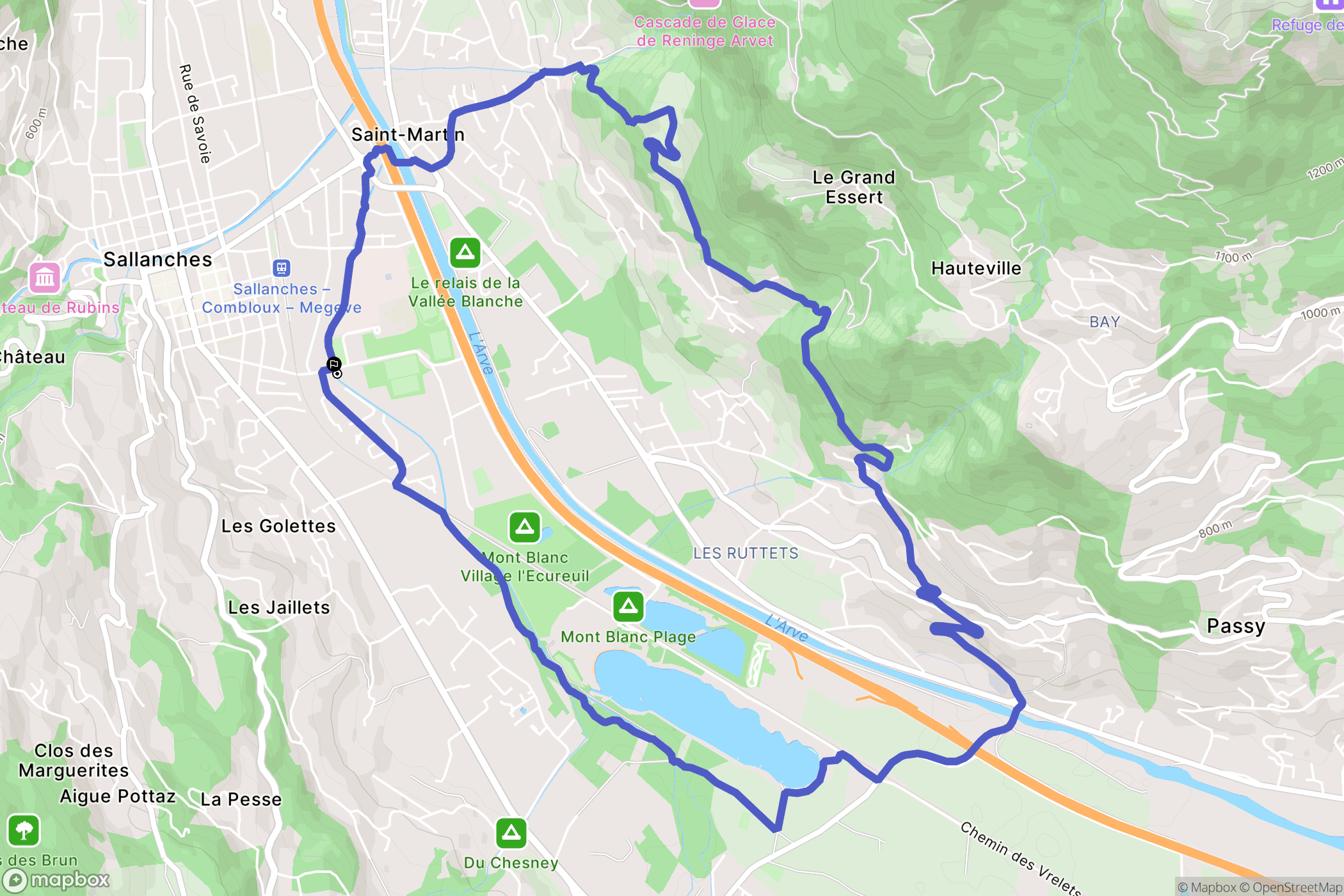 Sallanches : carte du parcours de randonnée - France