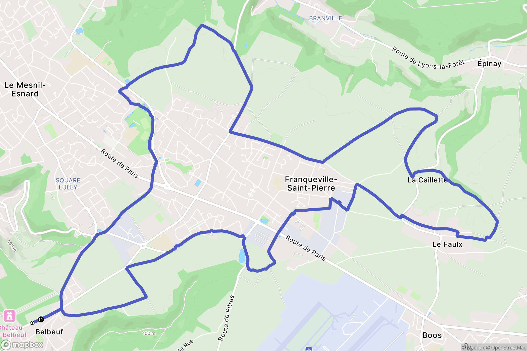 Belbeuf : carte du parcours de randonnée - France