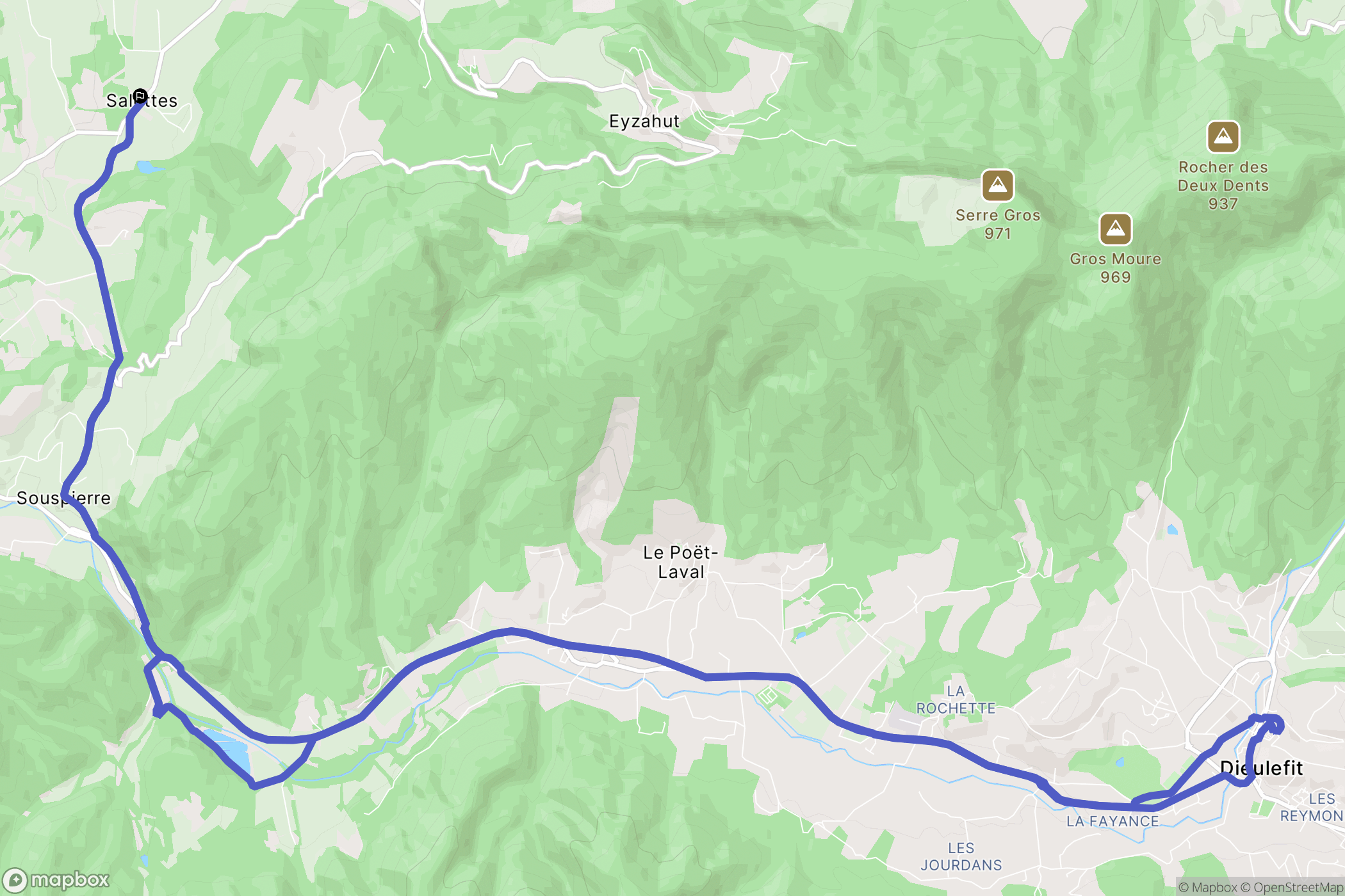 Salettes : carte du parcours de randonnée - France