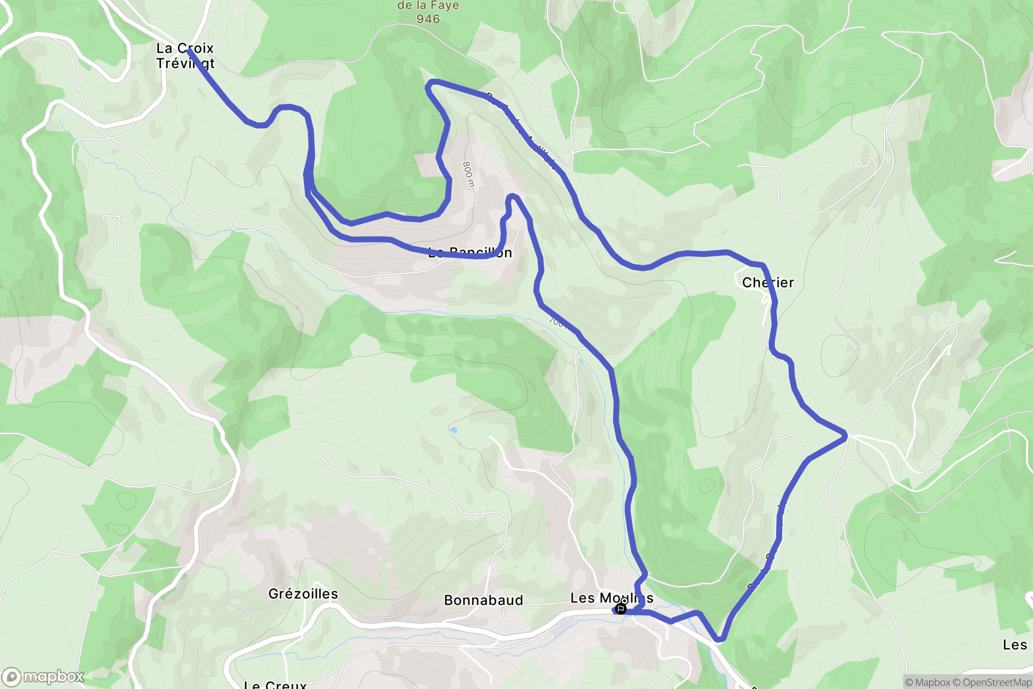 Cherier : carte du parcours de randonnée - France