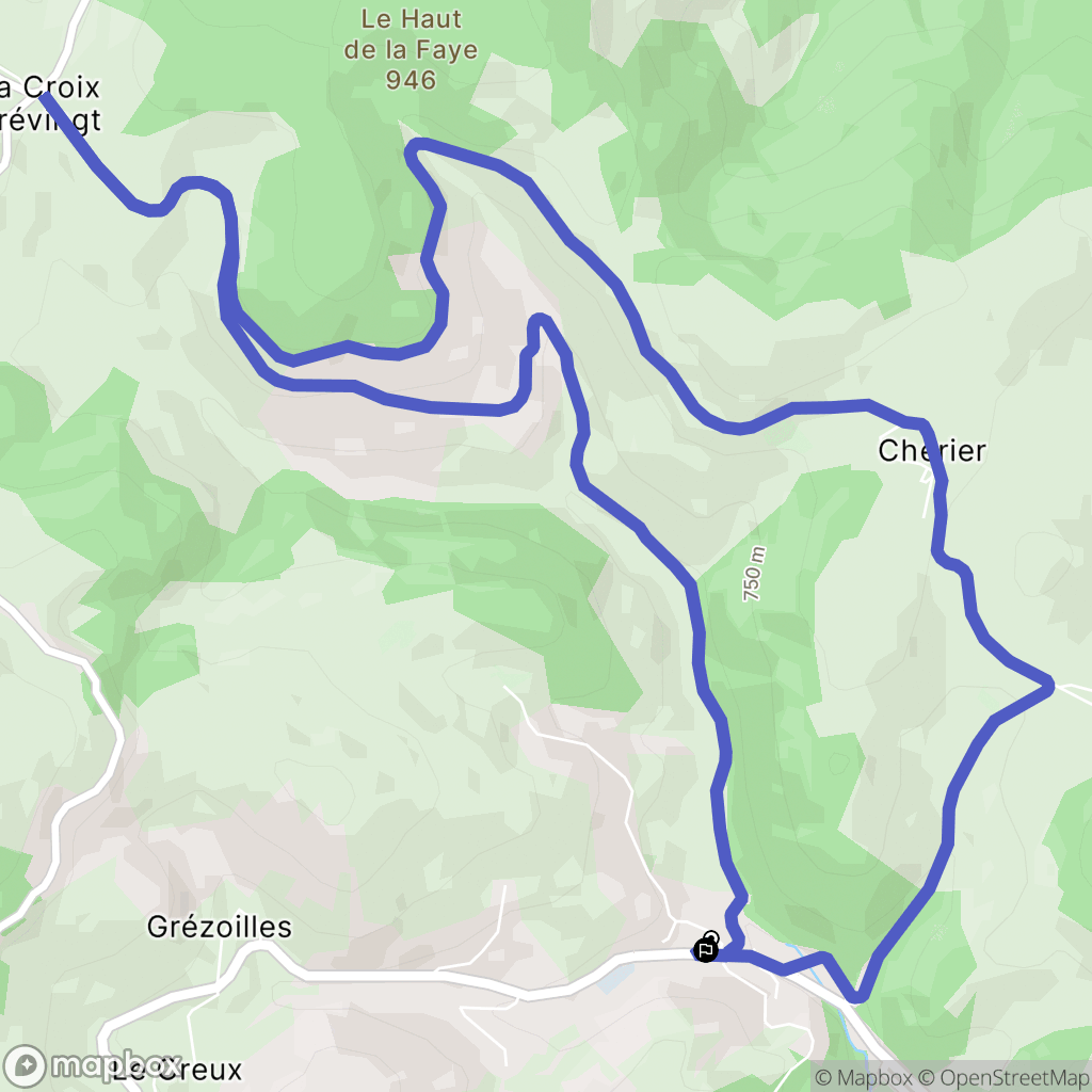 Cherier : carte du parcours de randonnée - France