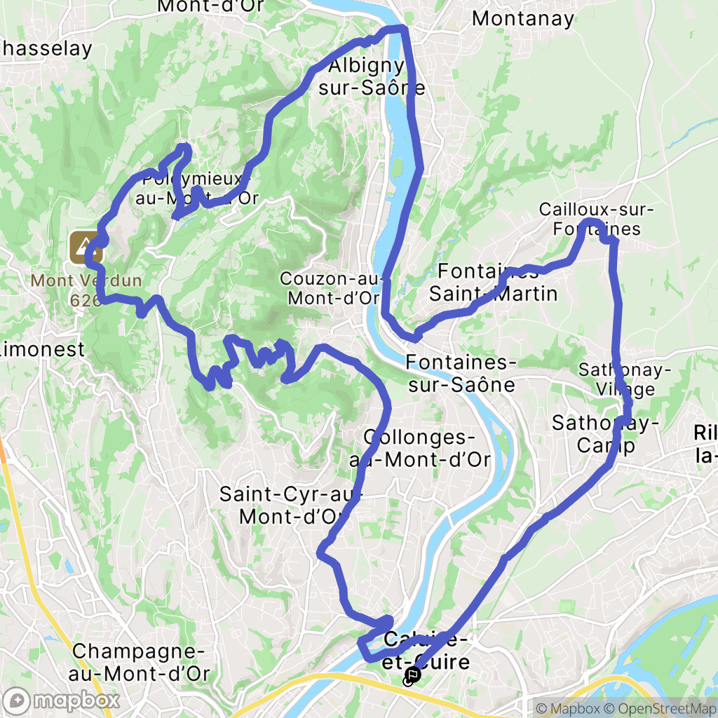 Caluire-et-Cuire : carte du parcours de randonnée - France