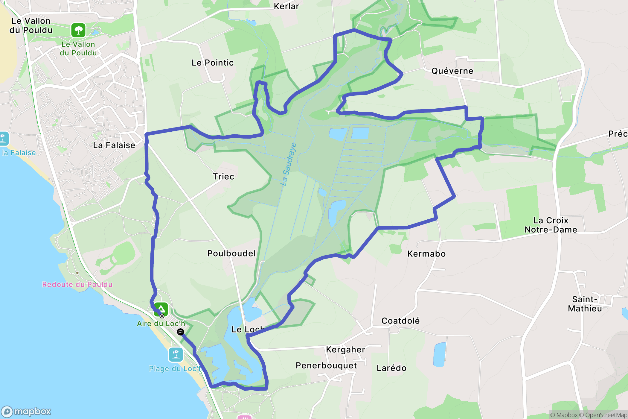Guidel : carte du parcours de randonnée - France