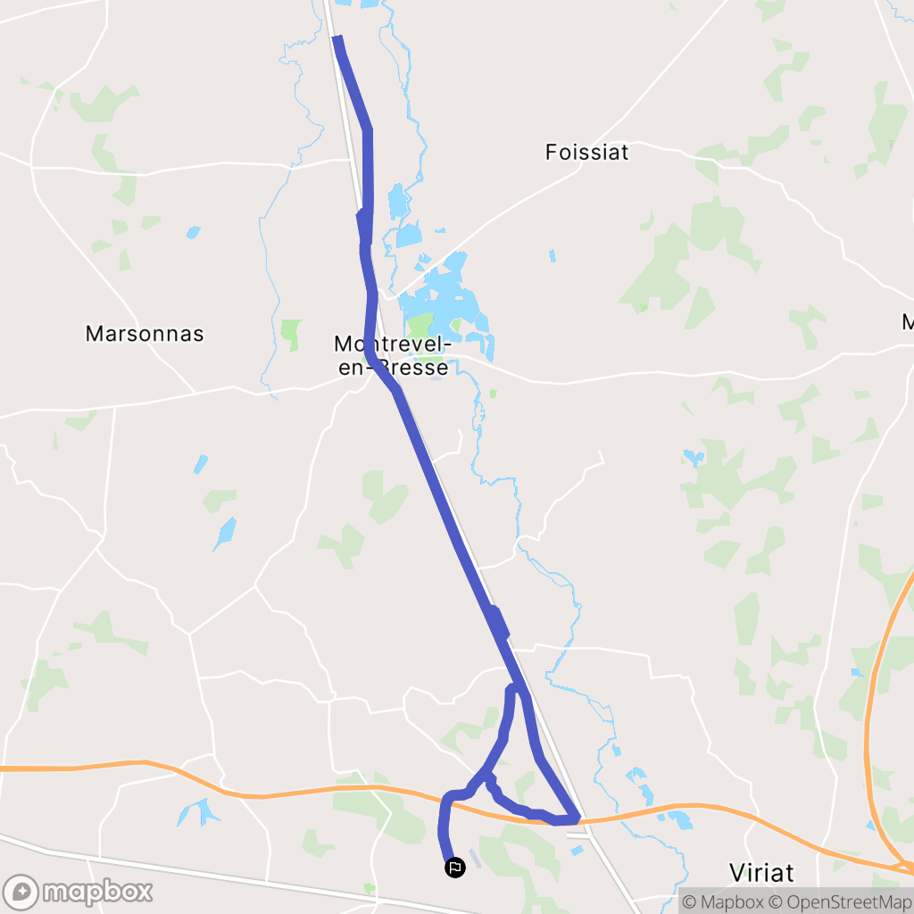 Polliat : carte du parcours de randonnée - France