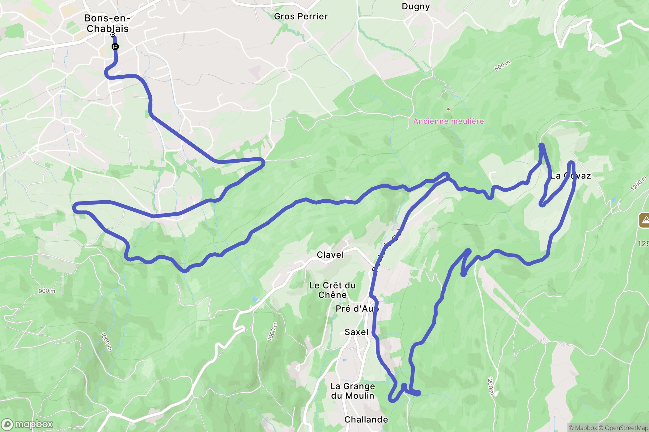 Bons-en-Chablais : carte du parcours de randonnée - France