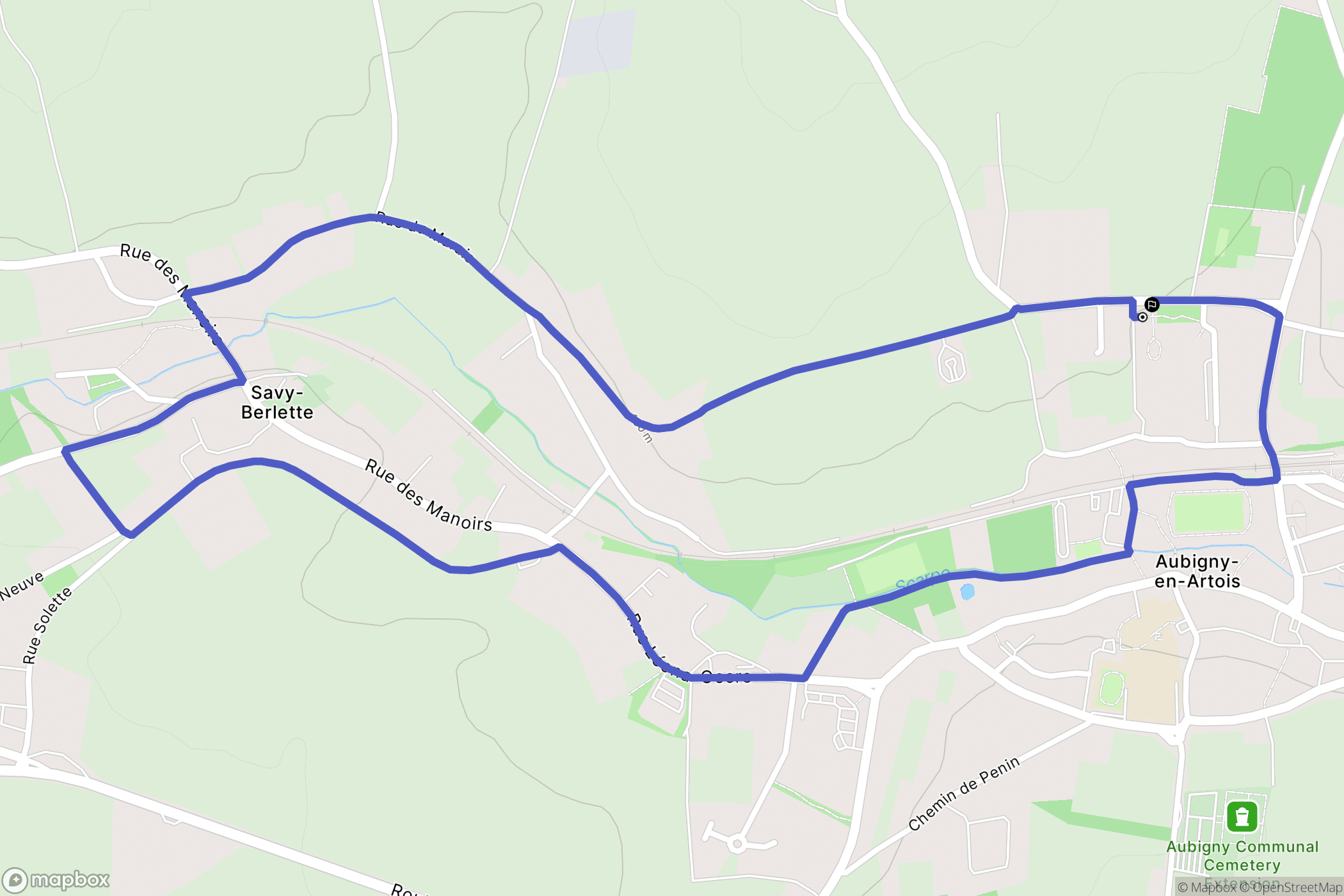 Aubigny-en-Artois : carte du parcours de randonnée - France
