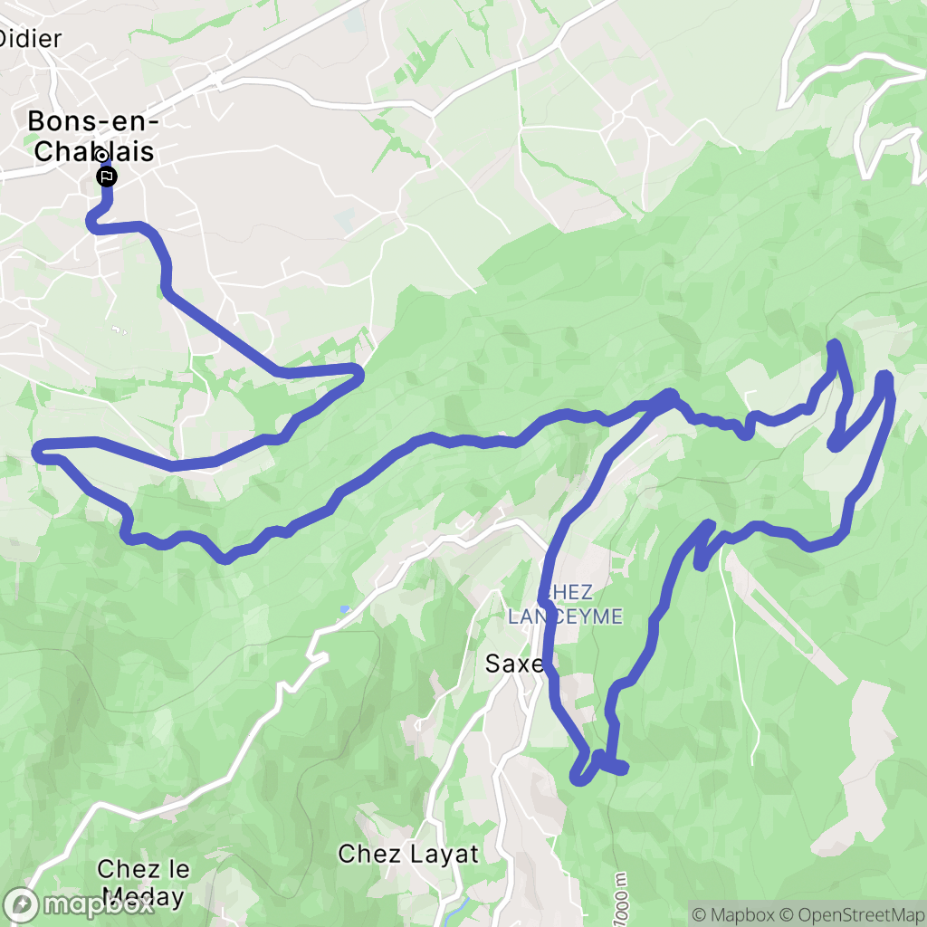 Bons-en-Chablais : carte du parcours de randonnée - France