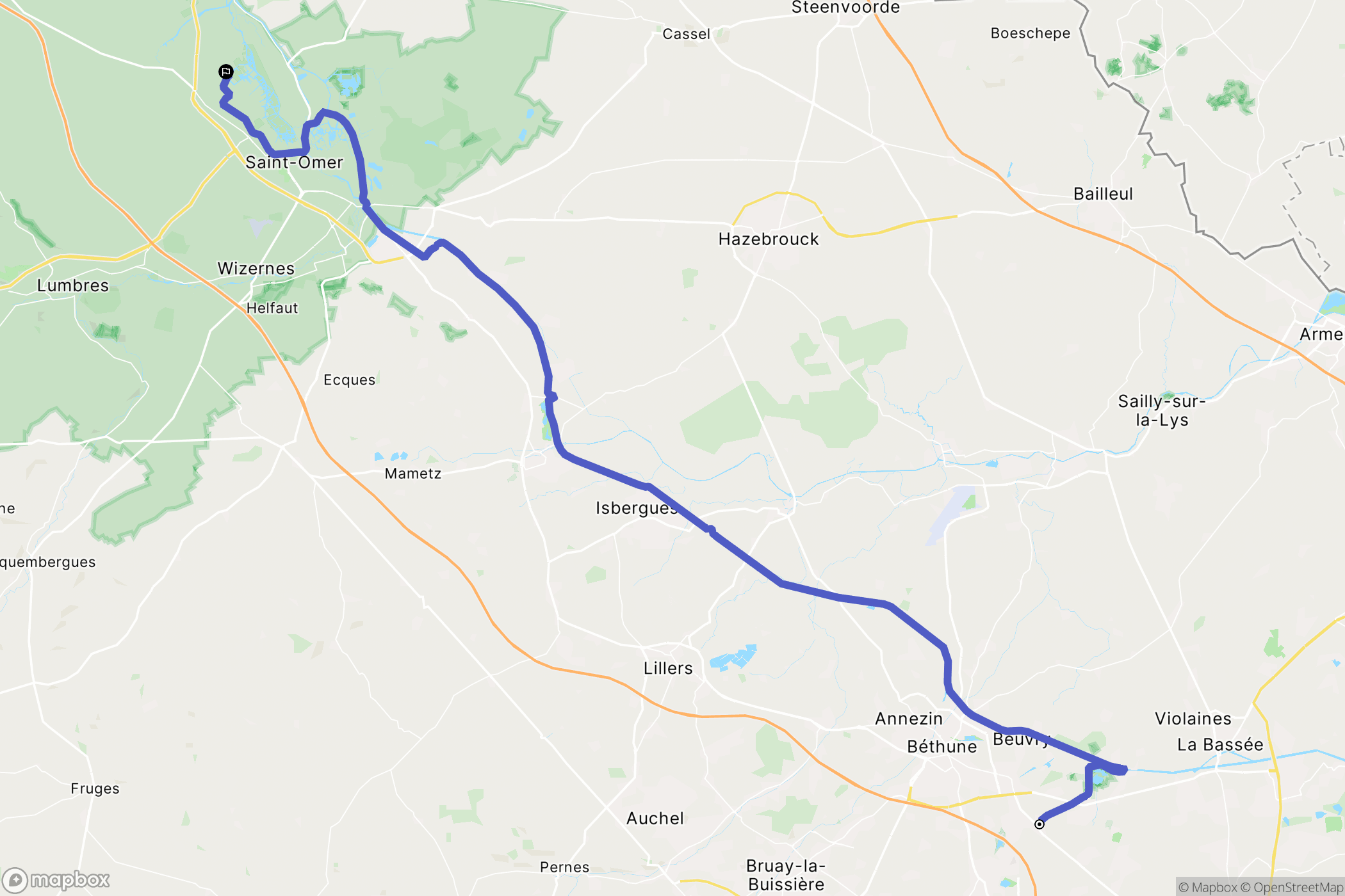 Sailly-Labourse : carte du parcours de randonnée - France