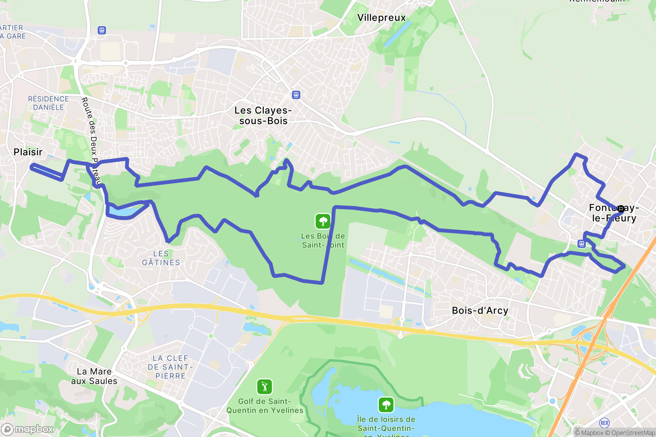 Fontenay-le-Fleury : carte du parcours de randonnée - France