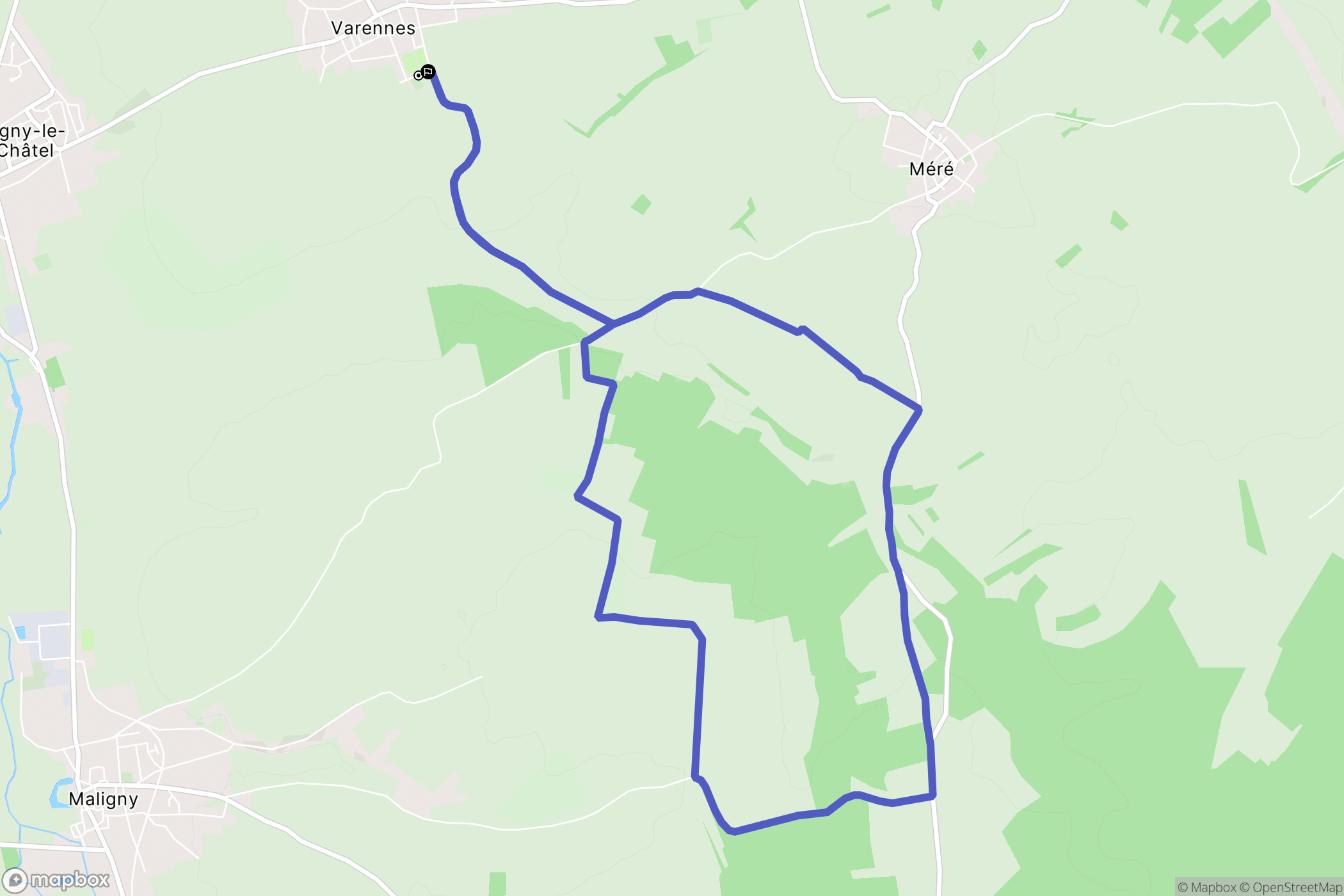 Varennes : carte du parcours de randonnée - France