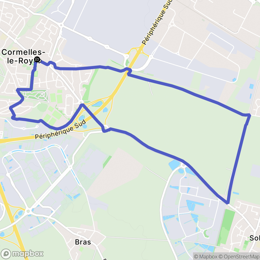 Cormelles-le-Royal : carte du parcours de randonnée - France