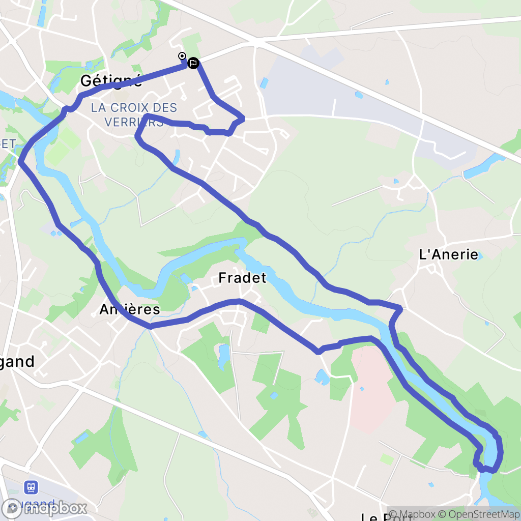 Gétigné : carte du parcours de randonnée - France