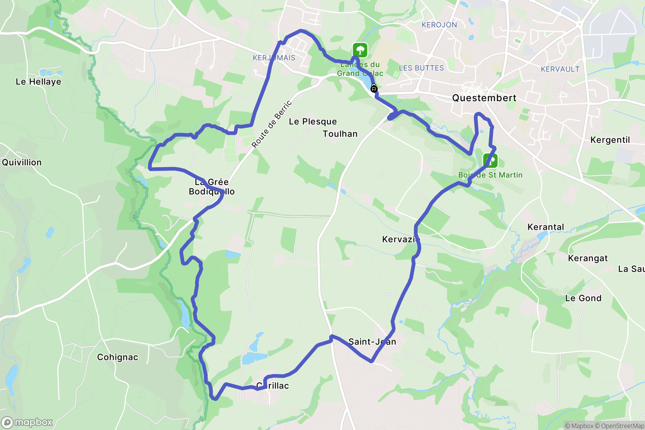 Questembert : carte du parcours de randonnée - France