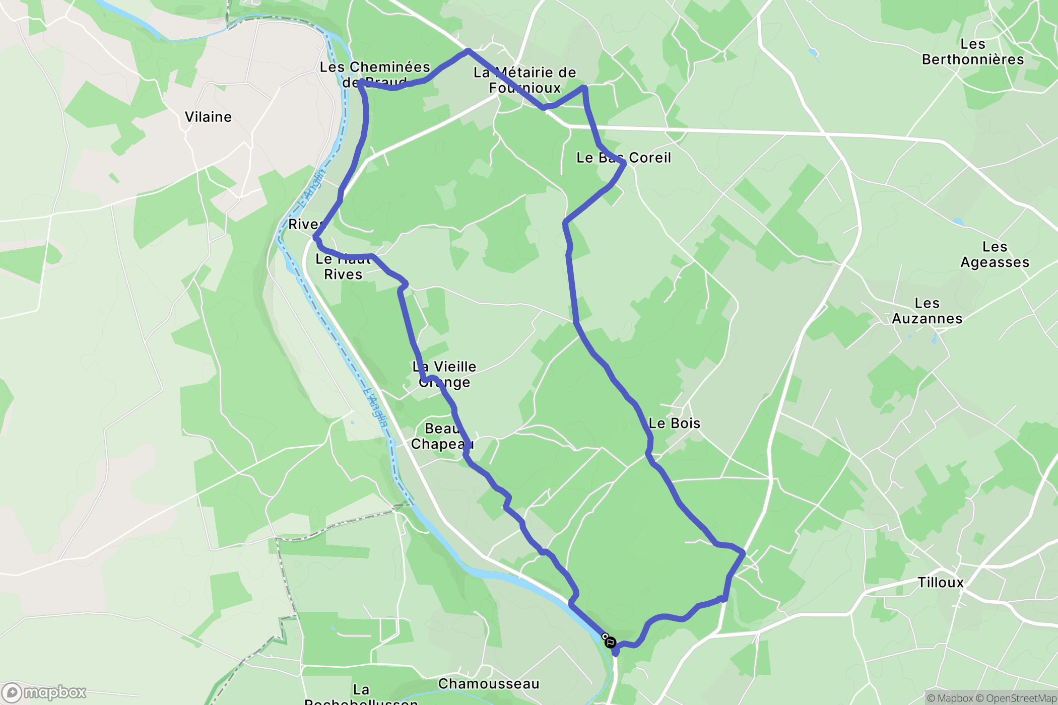 Mérigny : carte du parcours de randonnée - France