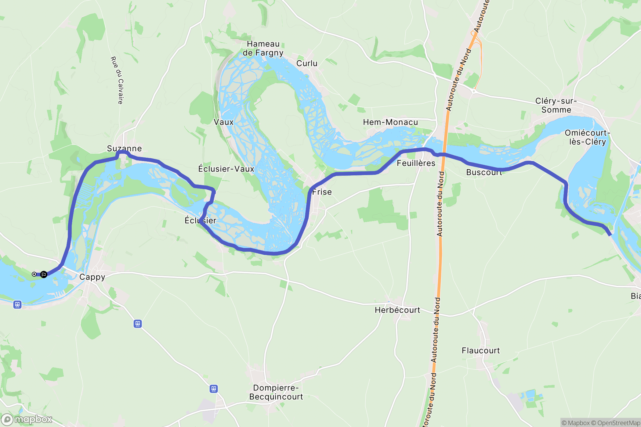 Cappy : carte du parcours de randonnée - France