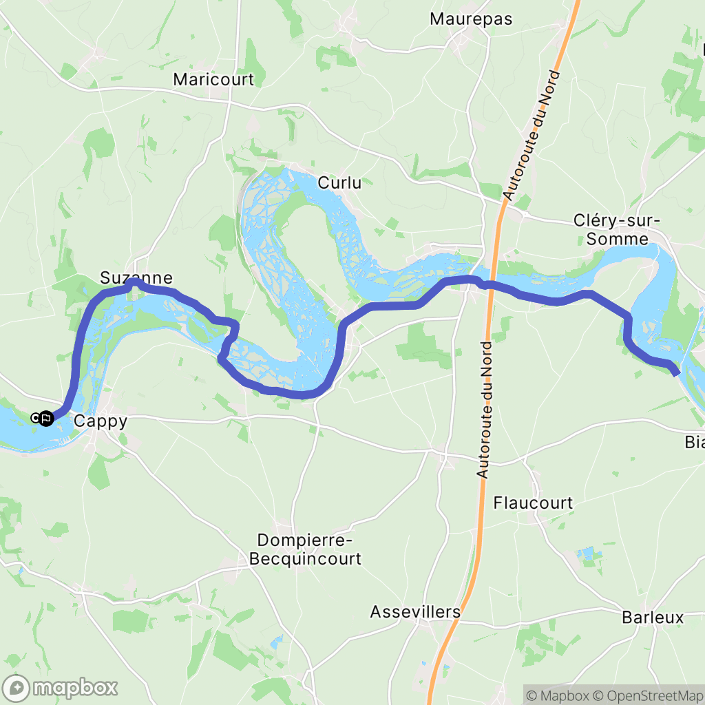 Cappy : carte du parcours de randonnée - France