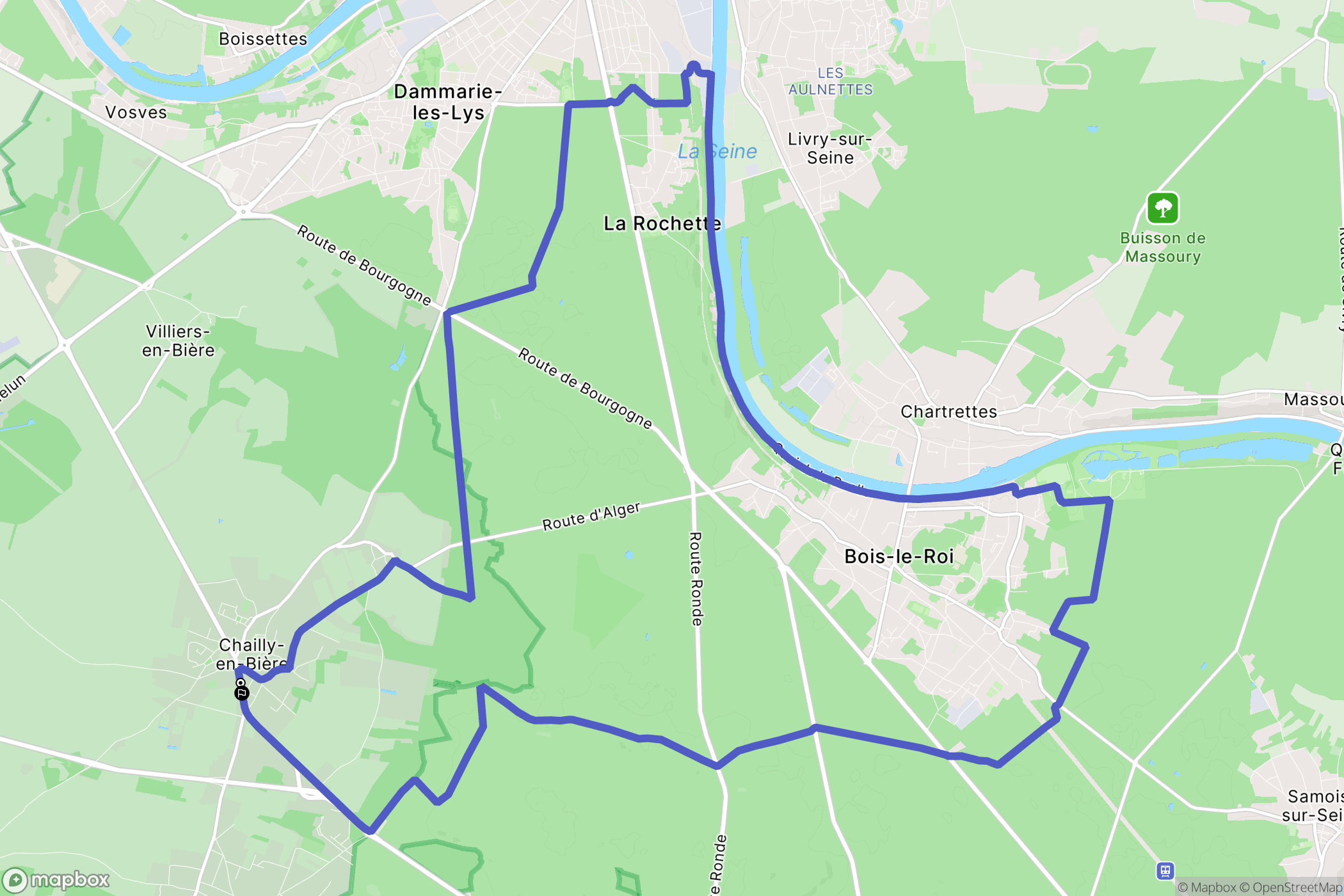 Chailly-en-Bière : carte du parcours de randonnée - France