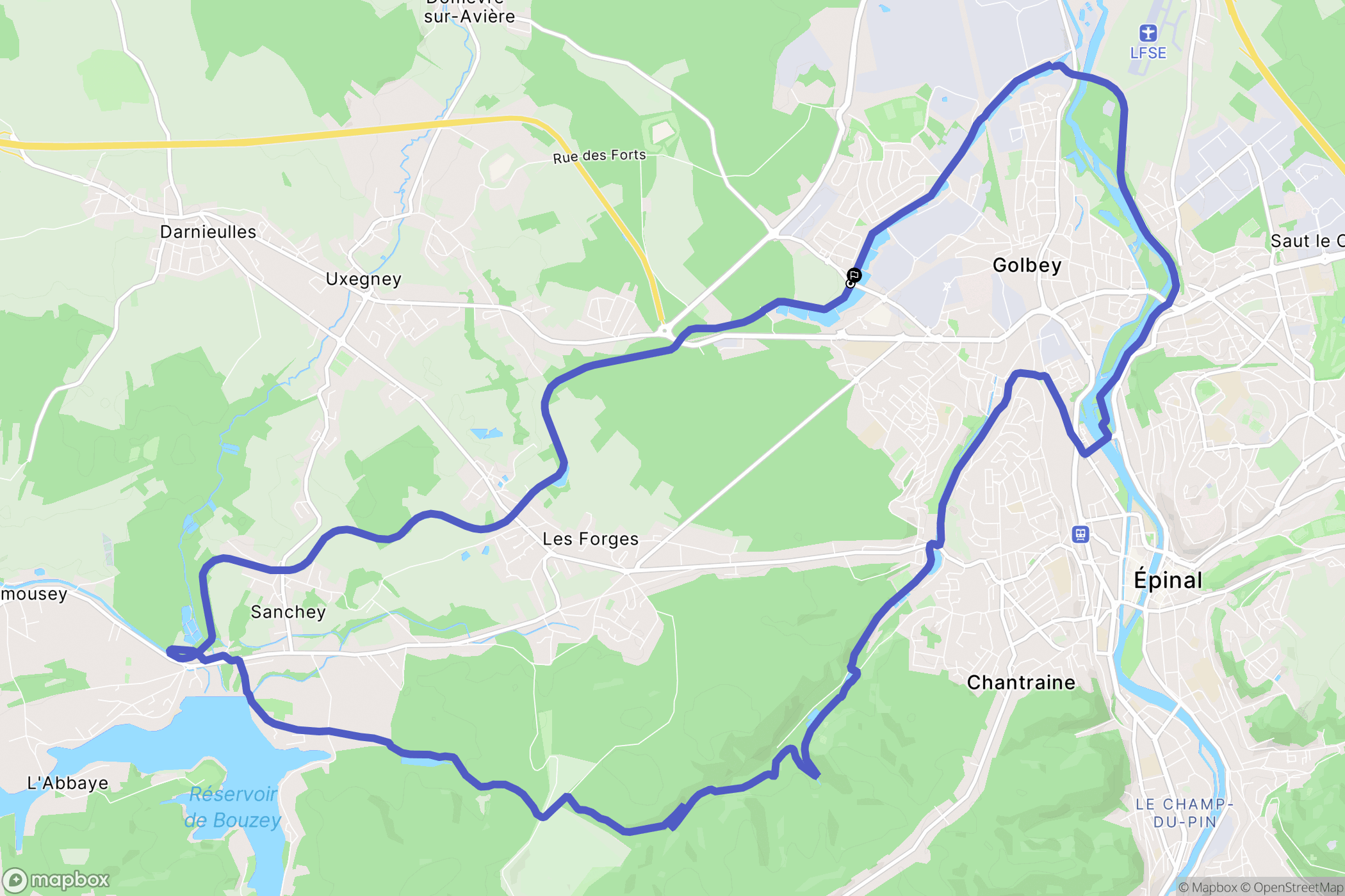 Golbey : carte du parcours de randonnée - France