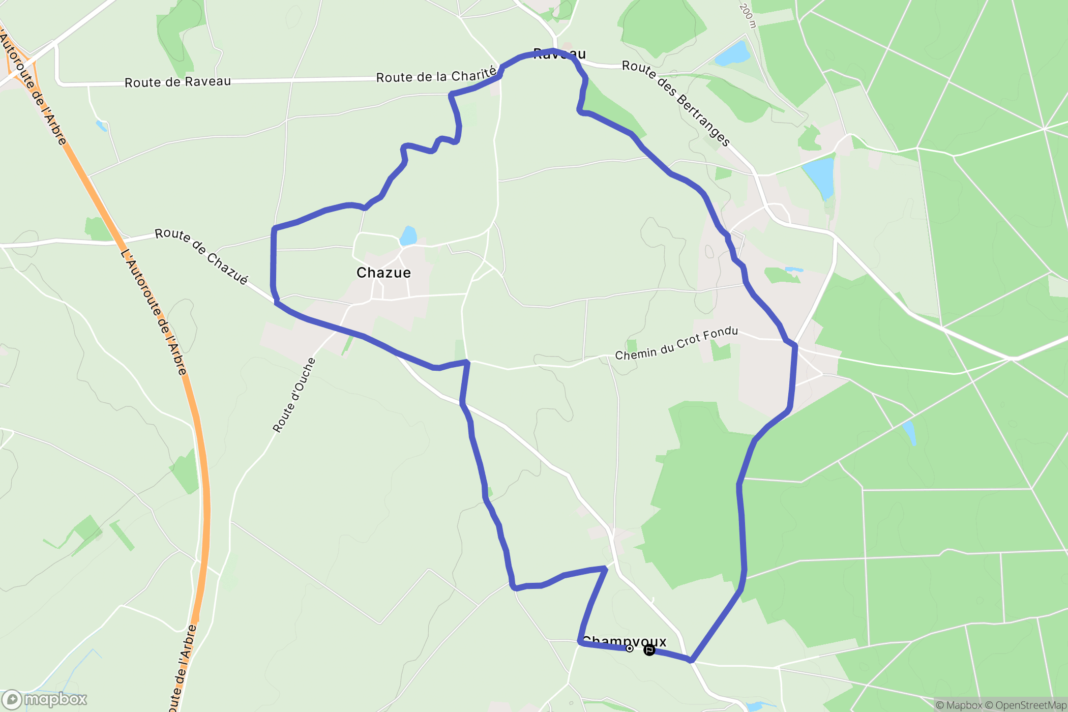 Champvoux : carte du parcours de randonnée - France