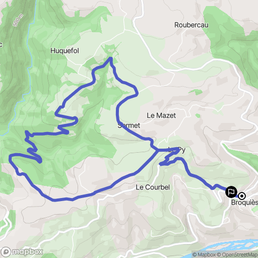 Broquiès : carte du parcours de randonnée - France