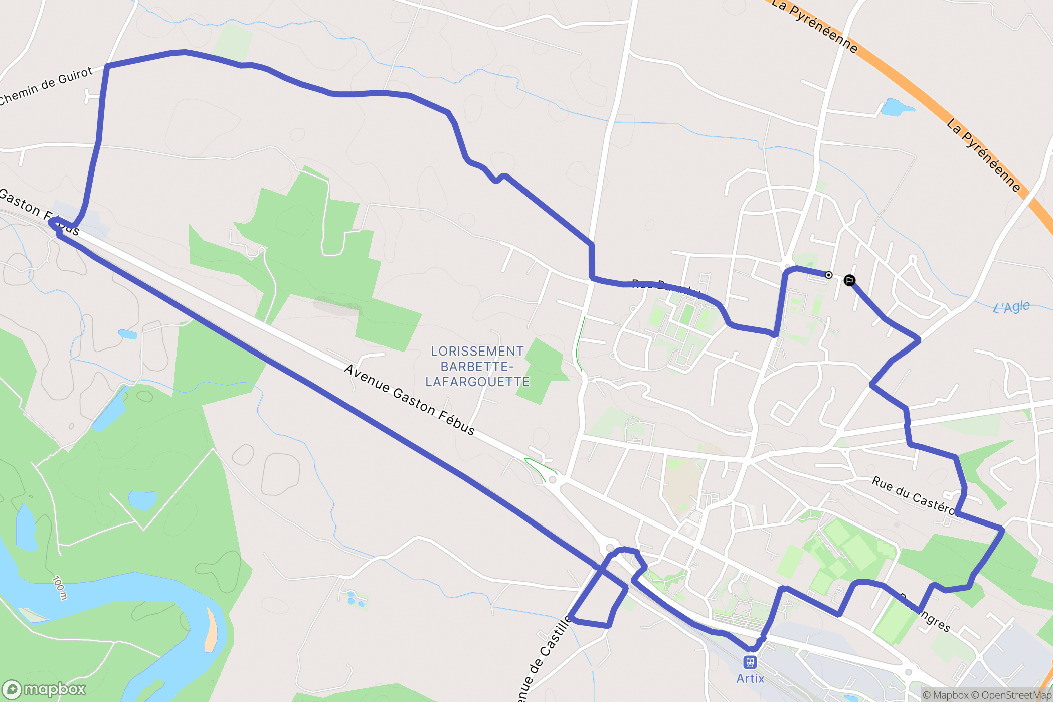 Artix : carte du parcours de randonnée - France