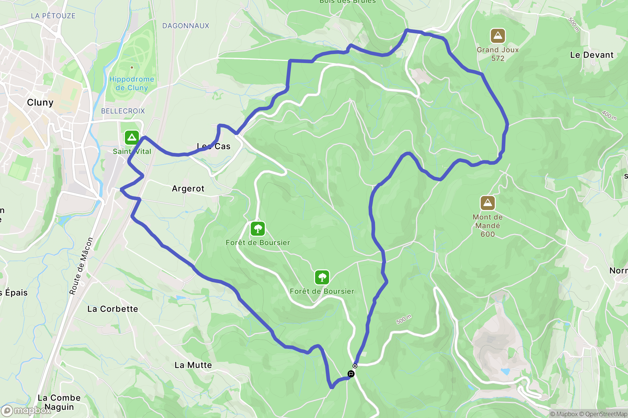 Verzé : carte du parcours de randonnée - France