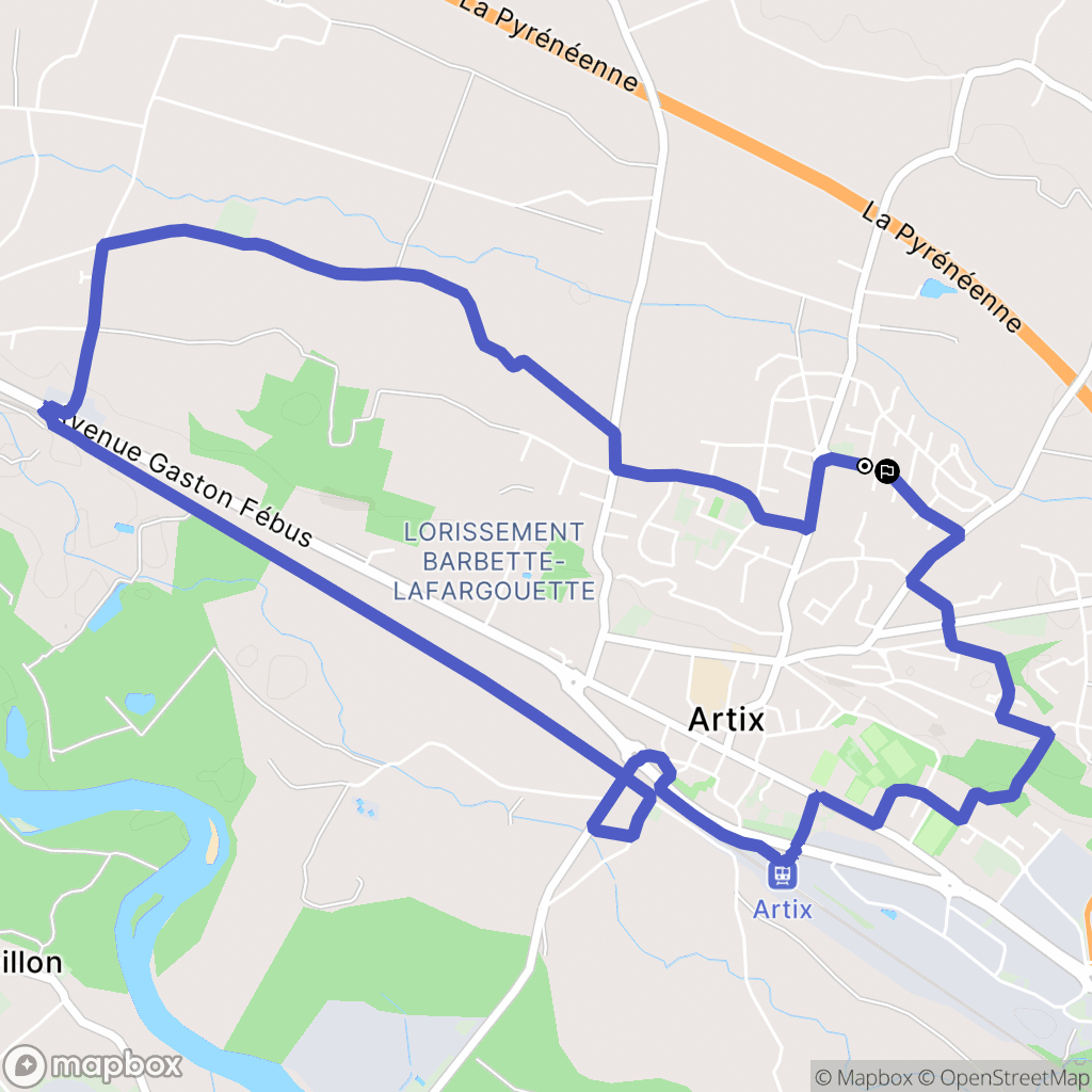 Artix : carte du parcours de randonnée - France